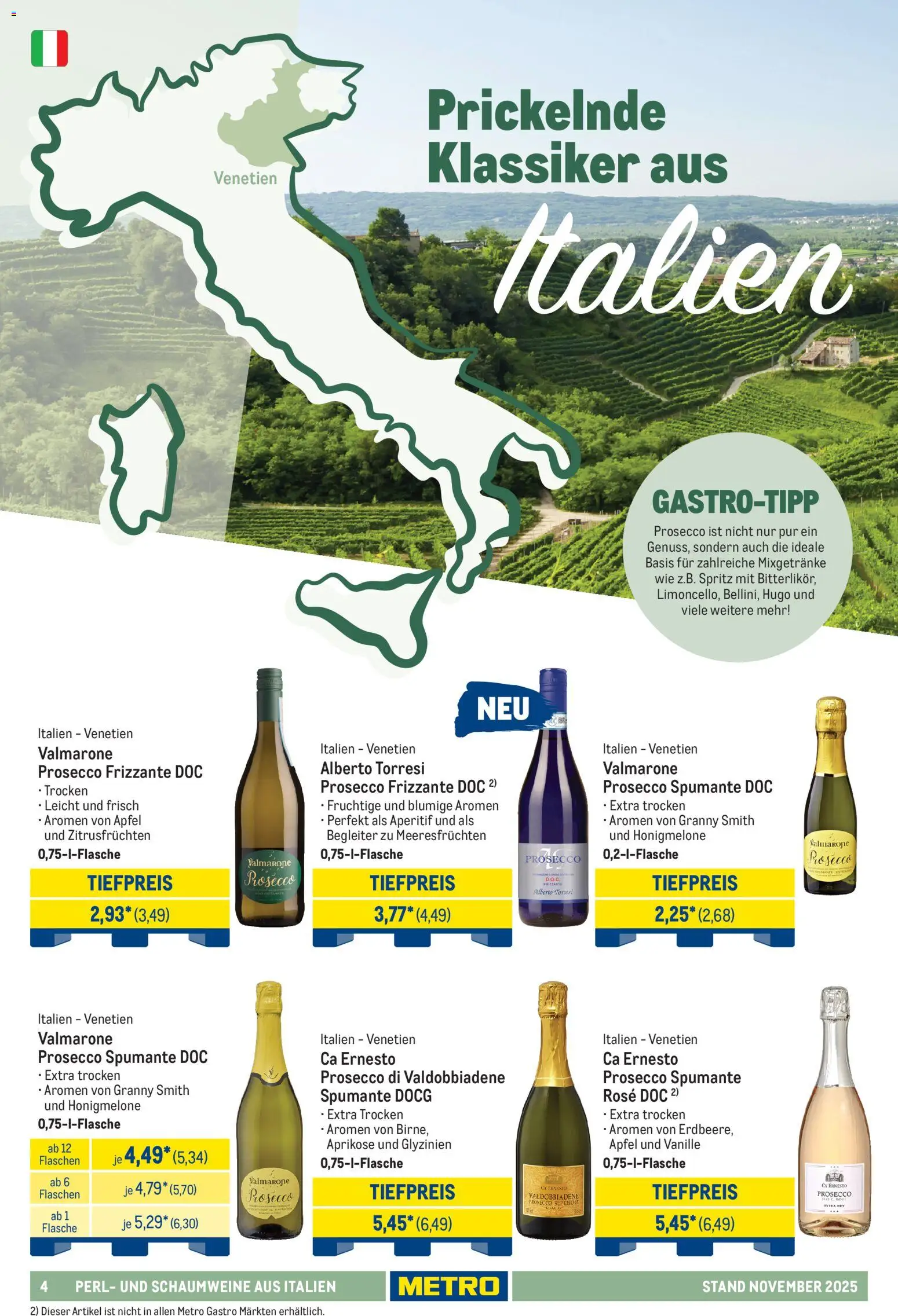 Metro - Hauswein-Katalog – gültig ab 12.11.2025 | Seite: 4 | Produkte: Äpfel, Honigmelone, Prosecco, Hugo