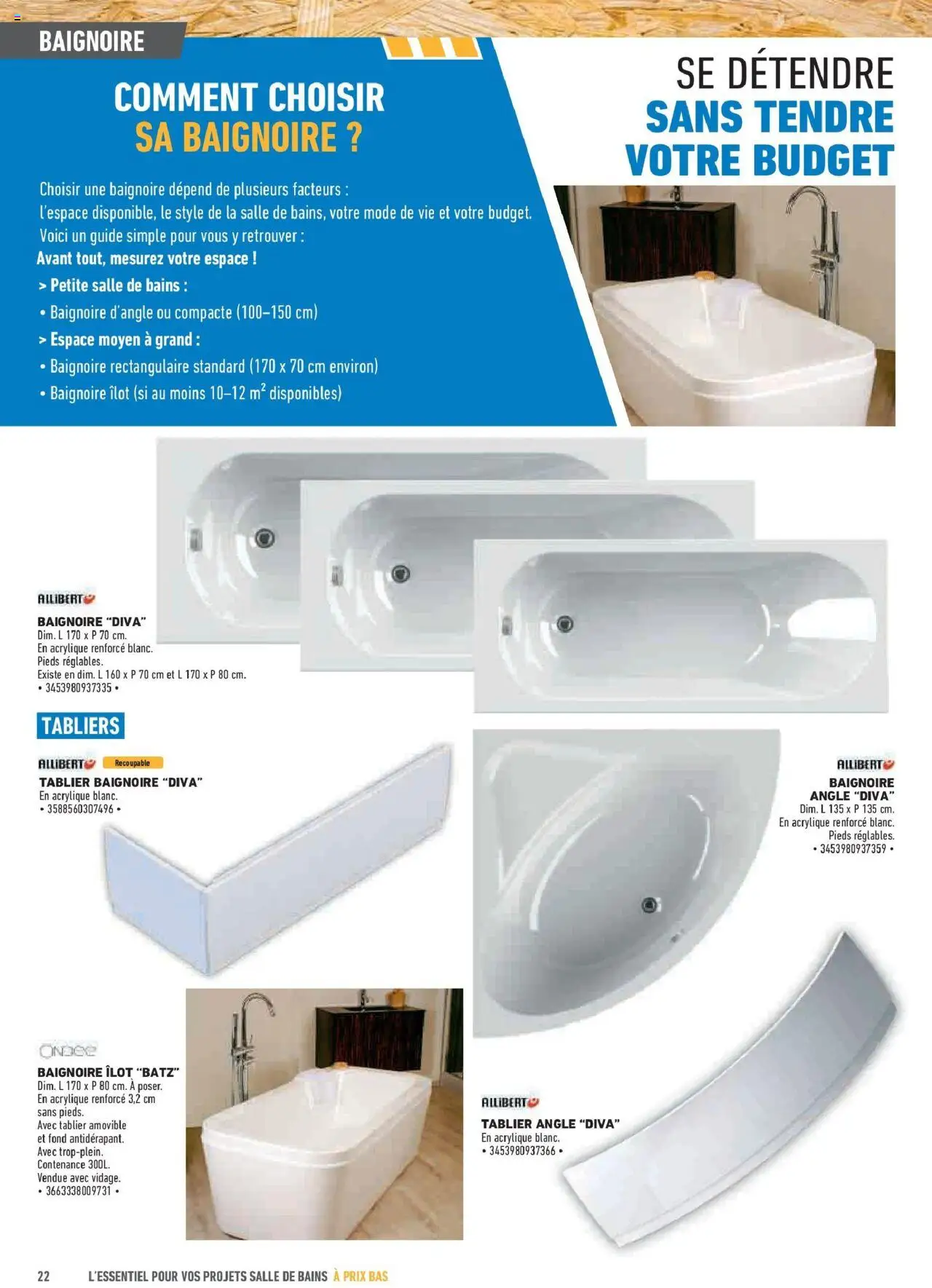 {H1} | Page: 22 | Produits: Tablier, Baignoire