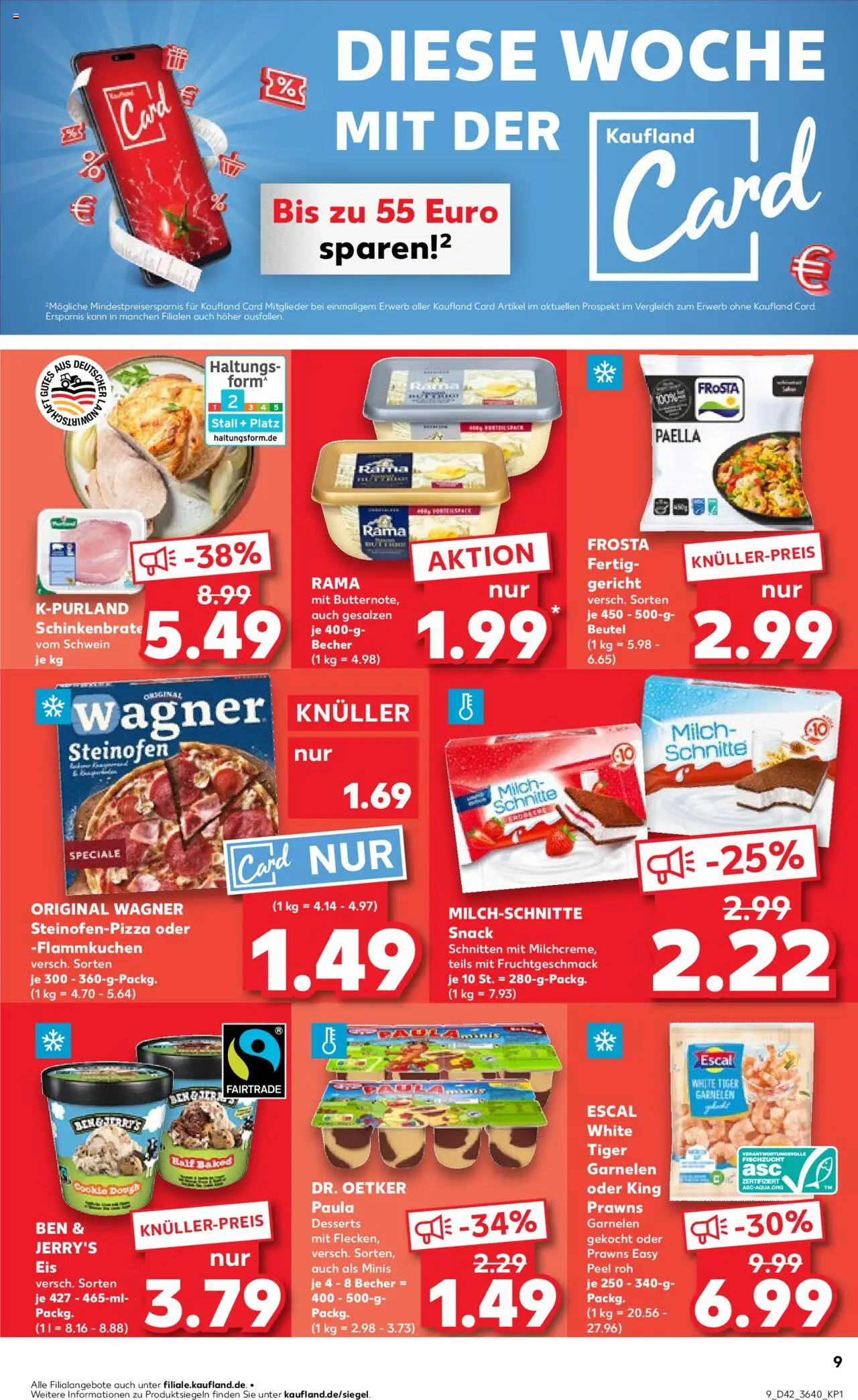 Kaufland prospekt Frankfurt (Oder)	 – gültig ab 16.10.2025 | Seite: 9 | Produkte: Rama, Frosta, Ben & Jerry's, Tiger garnelen
