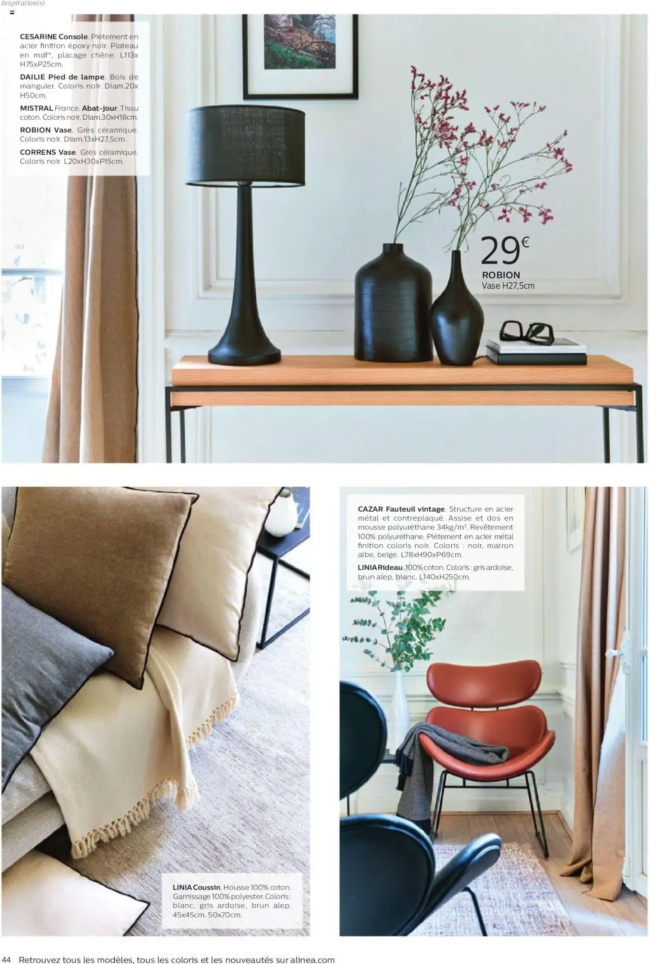 {H1} | Page: 44 | Produits: Plateau, Mousse, Fauteuil, Vase