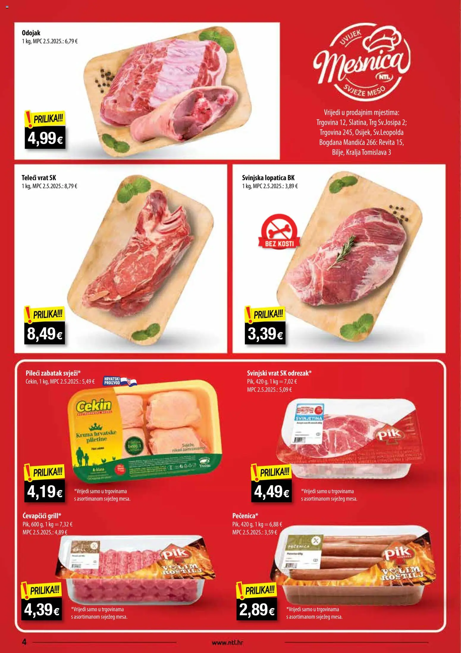 NTL katalog | vrijedi od 29.10.2025 | Stranica: 4 | Proizvodi: Roštilj, Odojak, Svinjetina, Ćevapčići