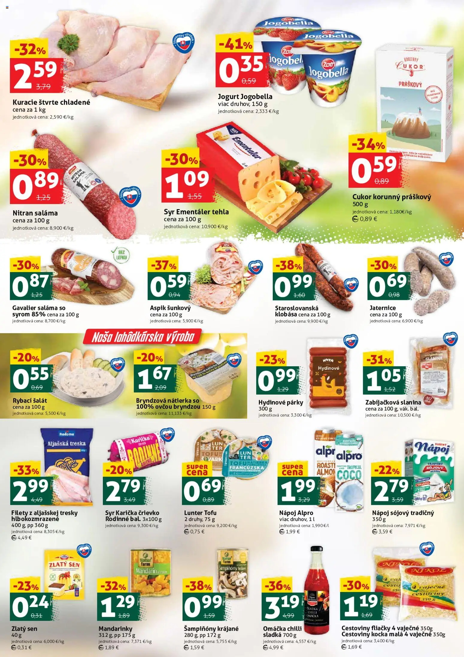 Nové COOP Jednota akcie – leták je platný od 21.11.2025 | Strana: 2 | Produkty: Jogurt, Tofu, Cukor, Párky