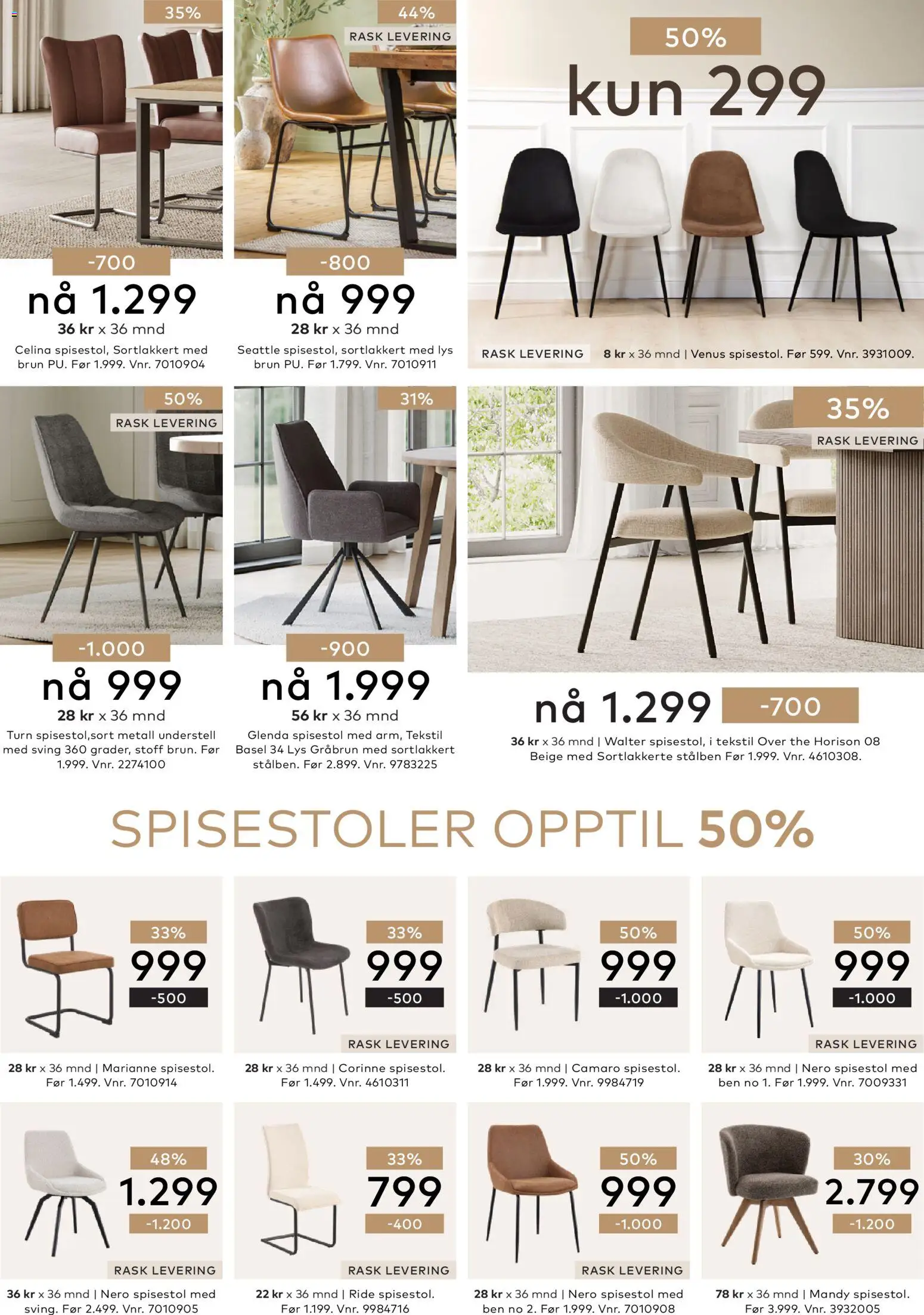 {H1} | Side: 23 | Produkter: Spisestol, Lys