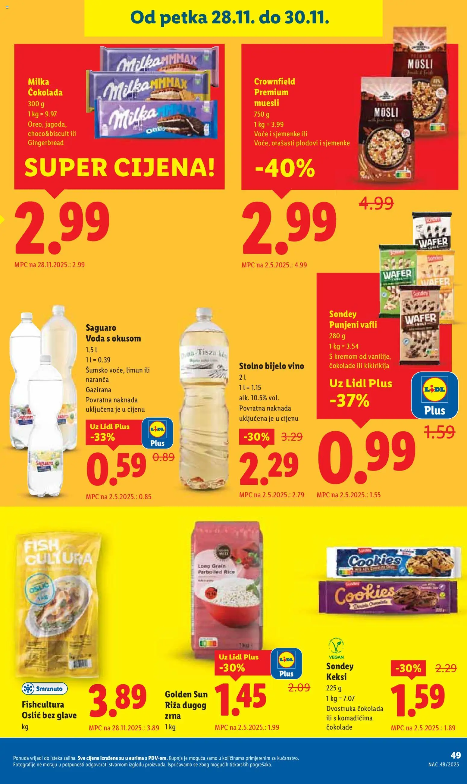 Lidl katalog | vrijedi od 27.11.2025 | Stranica: 49 | Proizvodi: Keksi, Milka, Sjemenke, Oslić