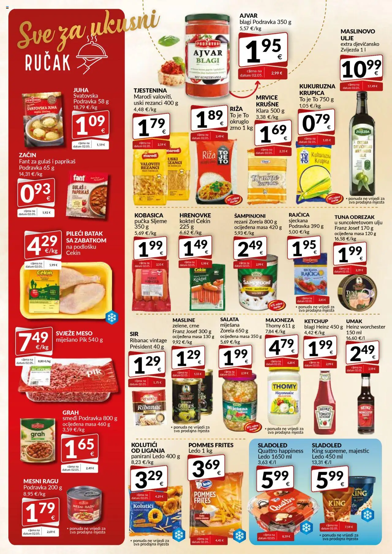 Bakmaz katalog | vrijedi od 07.08.2025 | Stranica: 4 | Proizvodi: Podravka, Tjestenina, Sladoled, Tuna