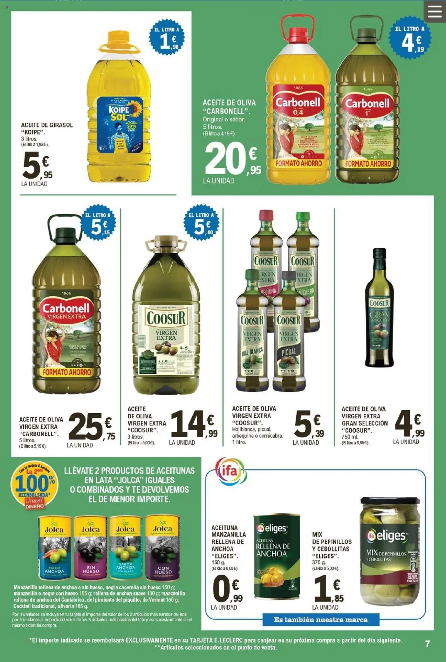 E.Leclerc folleto │ válido desde el 05.11.2025 | Página: 7 | Productos: Aceite, Té, Aceite de girasol, Anchoa