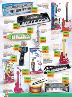 Náhled letáku Dráčik leták od 03.10.2025 | Strana: 74 | Produkty: Buben, Keyboard, Kytara, Saxofon