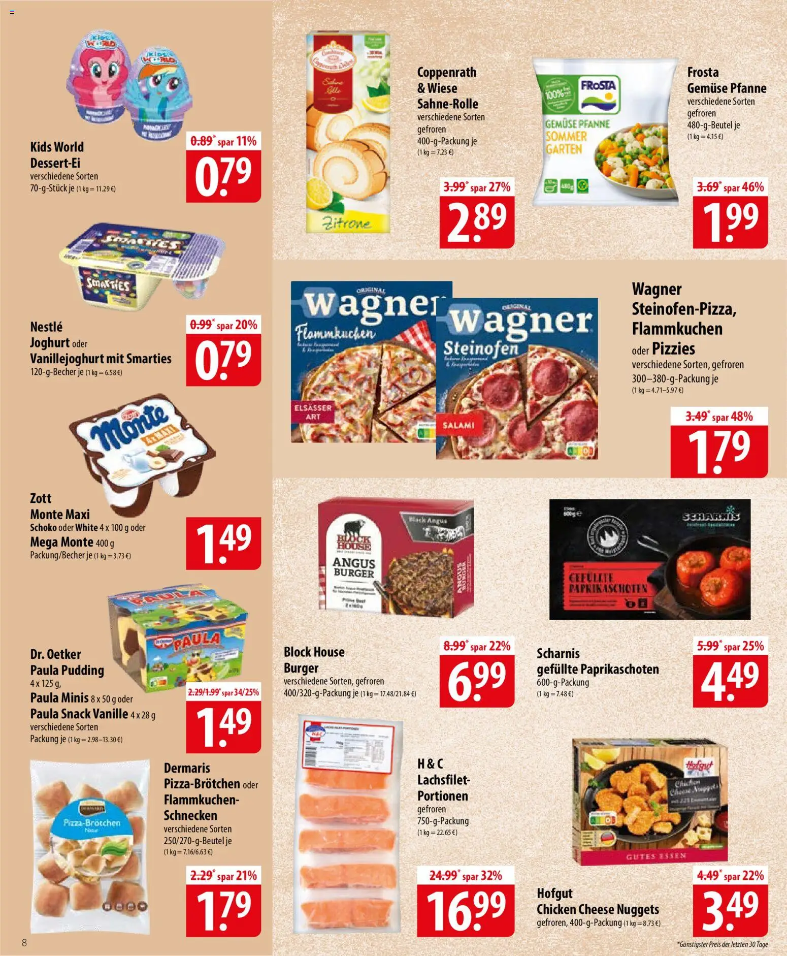 Famila Prospekt 	 – gültig ab 27.04.2026 | Seite: 8 | Produkte: Smarties, Burger, Frosta, Salami