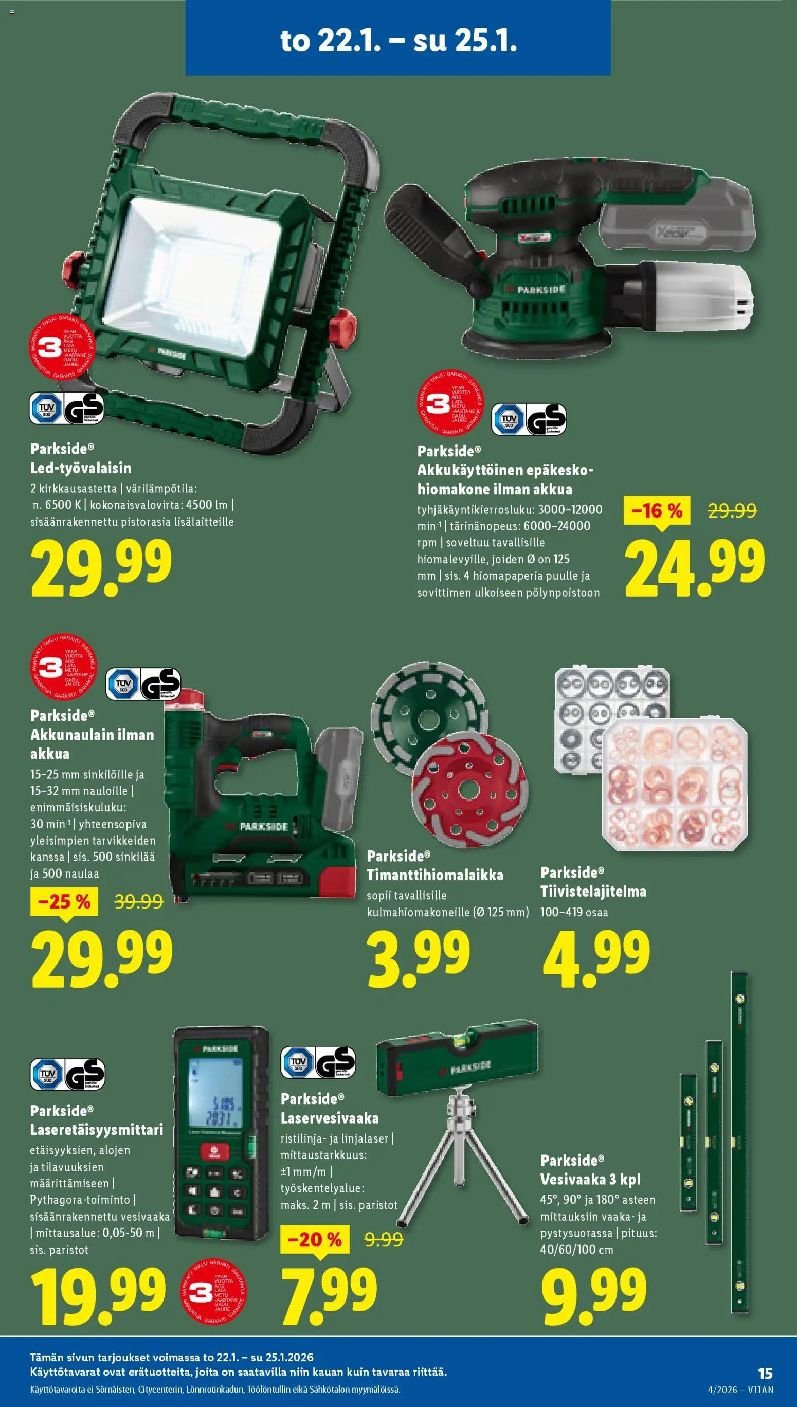Lidl tarjoukset - Tampere – voimassa 22.01.2026 alkaen | Sivu: 19 | Tuotteet: Vaaka, Hiomakone, Pistorasia, Paristot