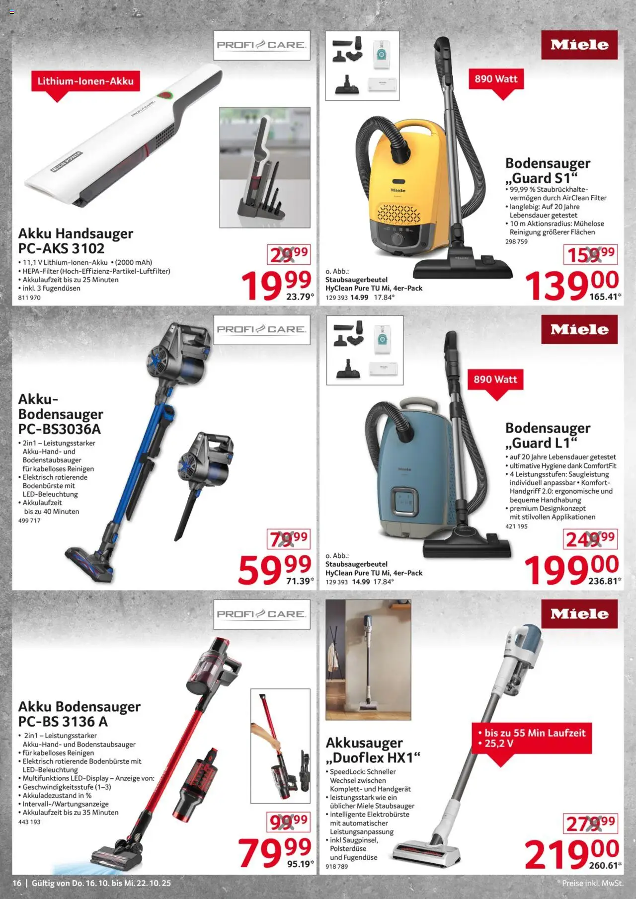 Selgros  Non Food – gültig ab 16.10.2025 | Seite: 16 | Produkte: Miele, Staubsauger