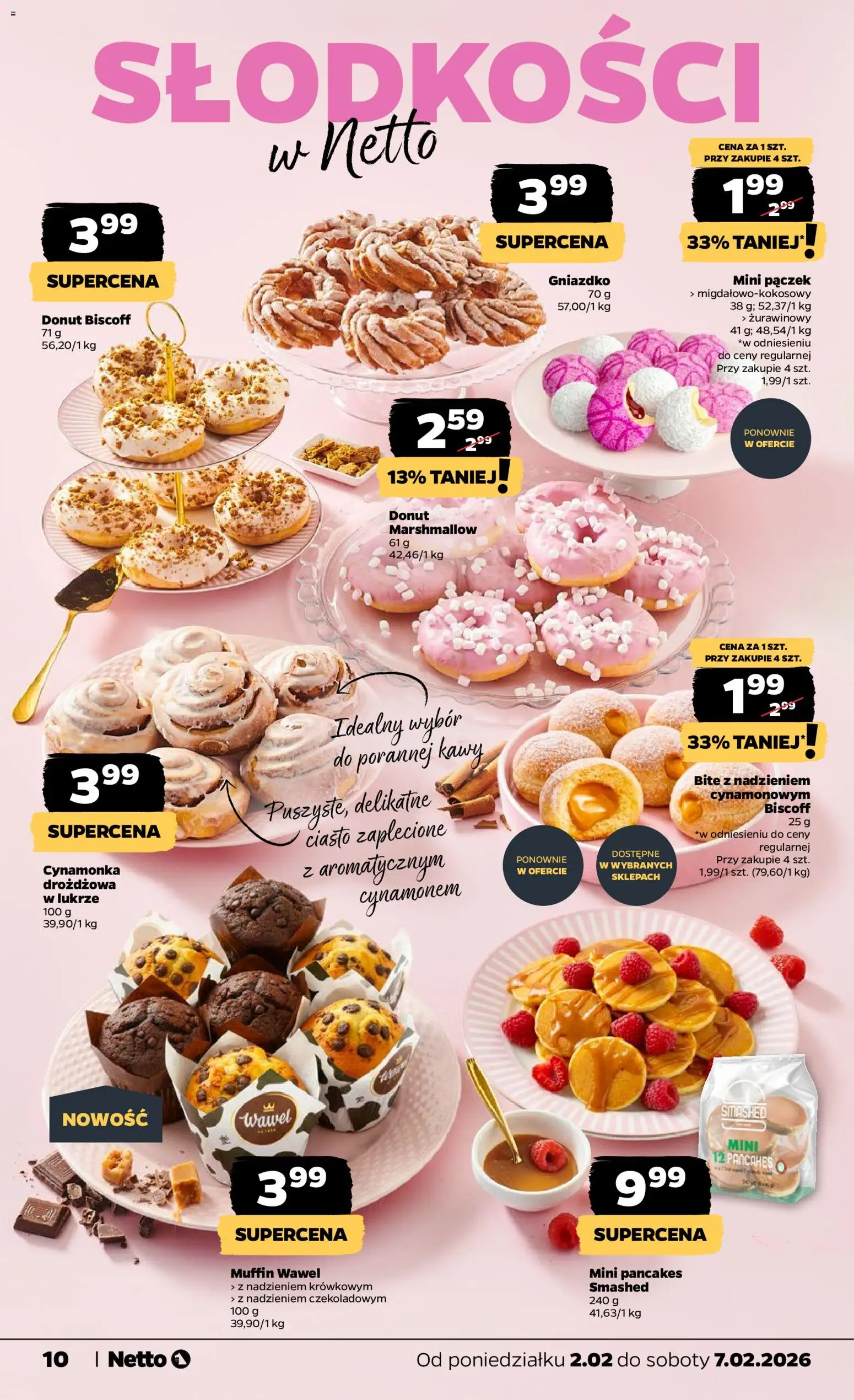 Netto gazetka - Spożywcza od 02.02.2026 | Strona: 10 | Produkty: Ciasto, Donut, Pancakes