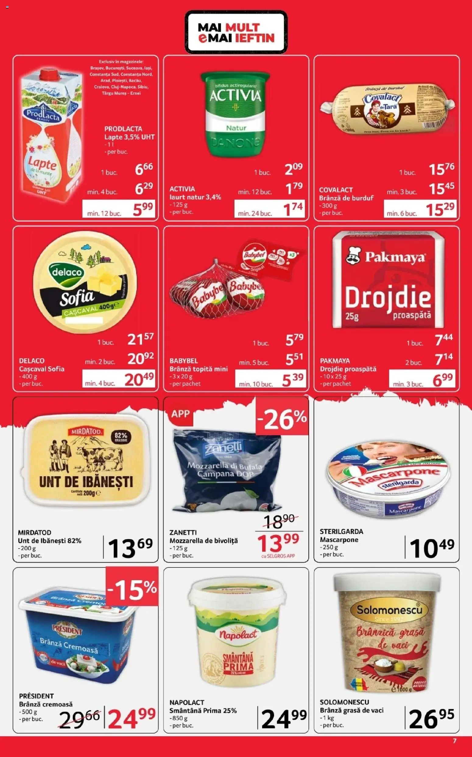Noul catalog Selgros – valabil de la 03.04.2026 | Pagină: 7 | Produse: Light Kedi Konservesi, Mozzarella, Unt, Mascarpone