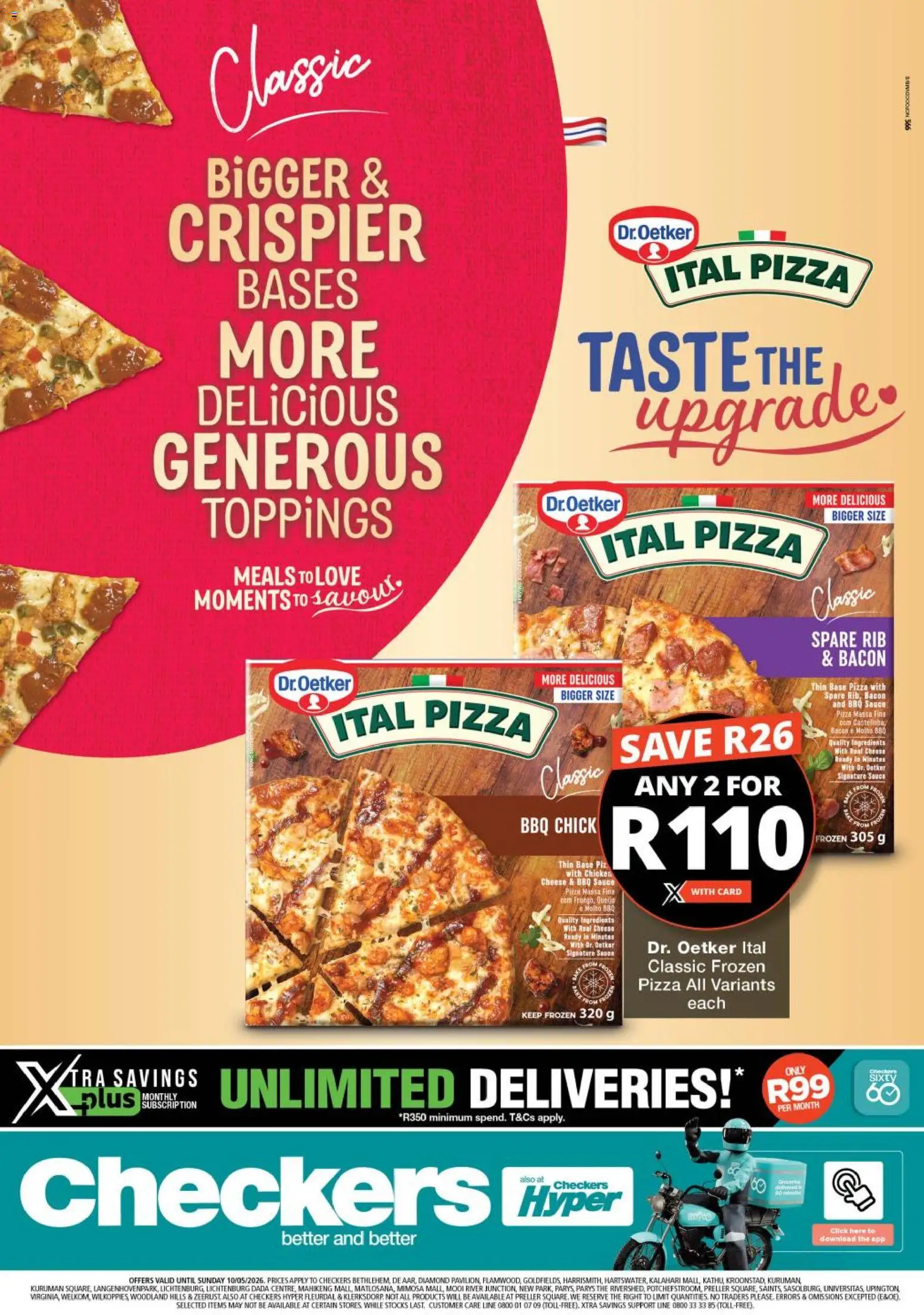 New Checkers catalogue – valid from 20.04.2026 | Page: 1 | Products: Cheese, Pizza, Sauce, Bacon