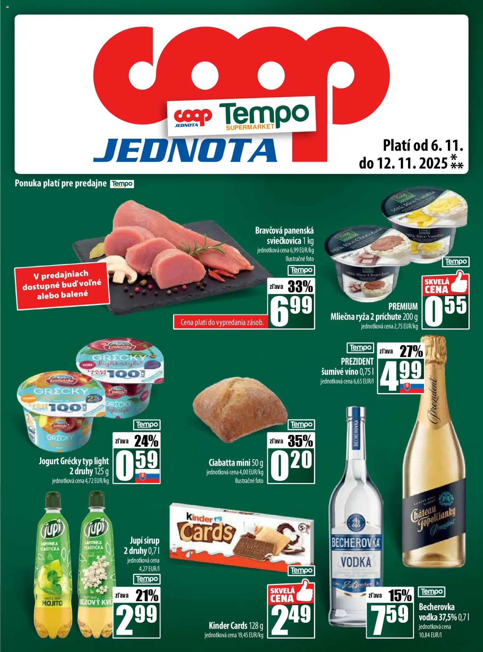 Nové COOP Jednota akcie – leták je platný od 06.11.2025 | Strana: 25 | Produkty: Jogurt, Víno, Ryža, Kinder