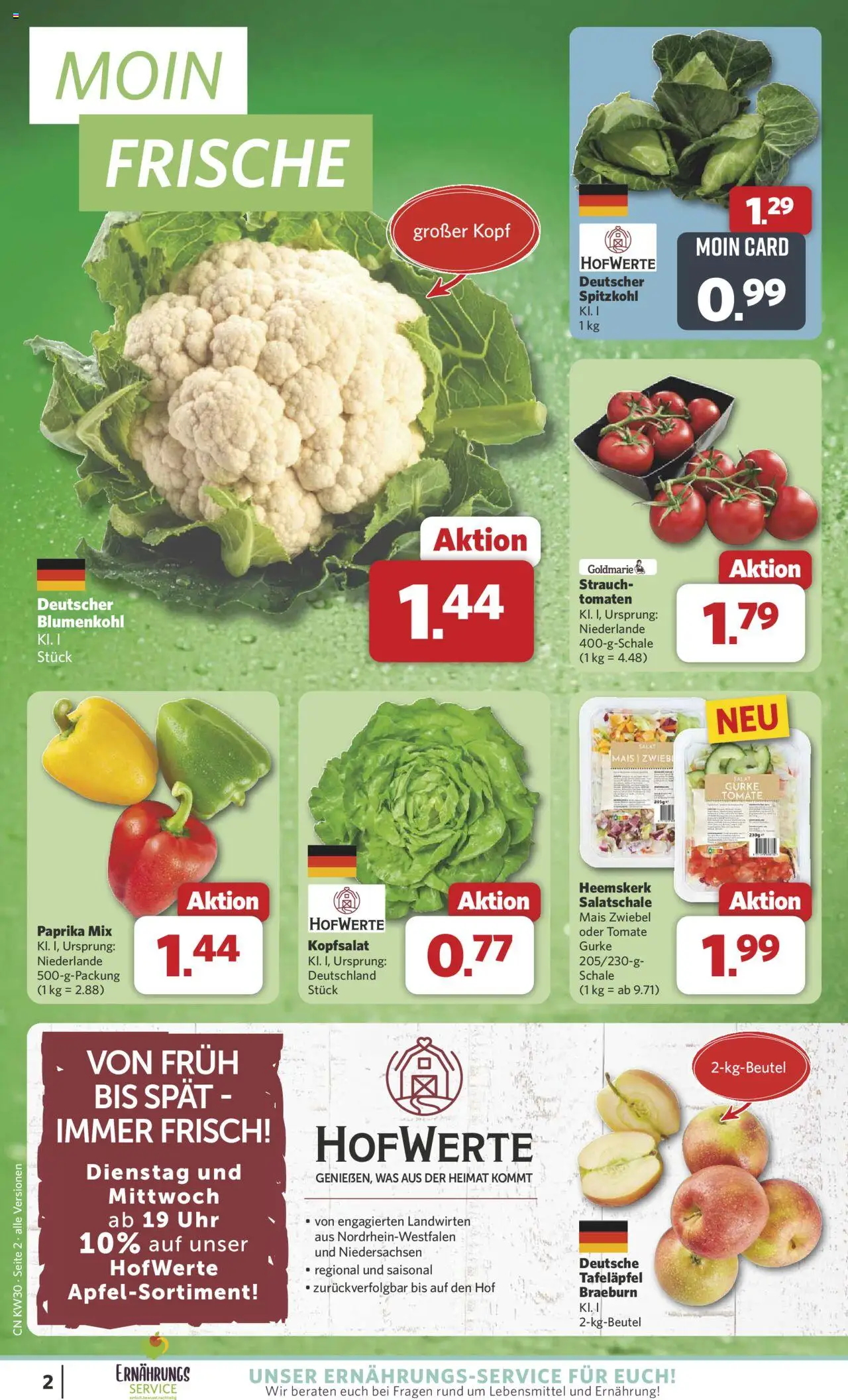 Combi Prospekt 	 - gültig ab dem 21.07.2025 | Seite: 2 | Produkte: Tomaten, Blumenkohl, Salat, Uhr