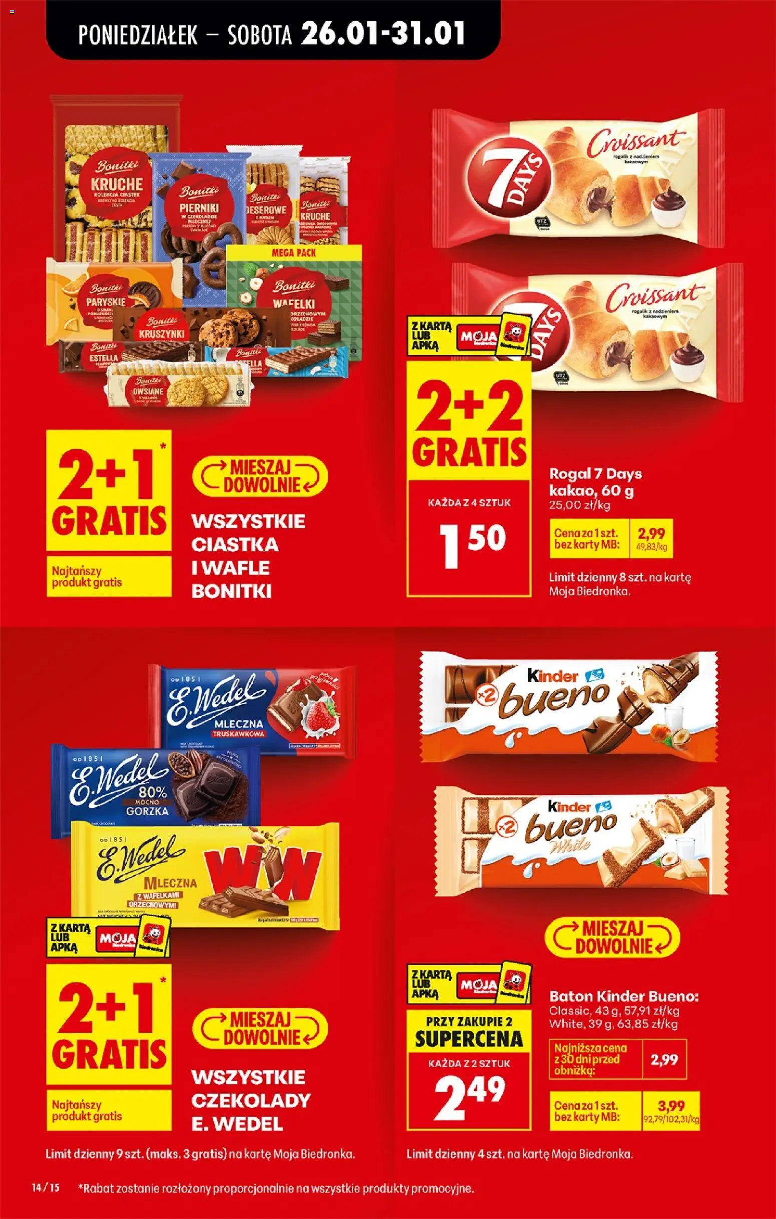 Biedronka gazetka od 26.01.2026 | Strona: 14 | Produkty: Wafle, Baton, Wafelki, Ciastka owsiane