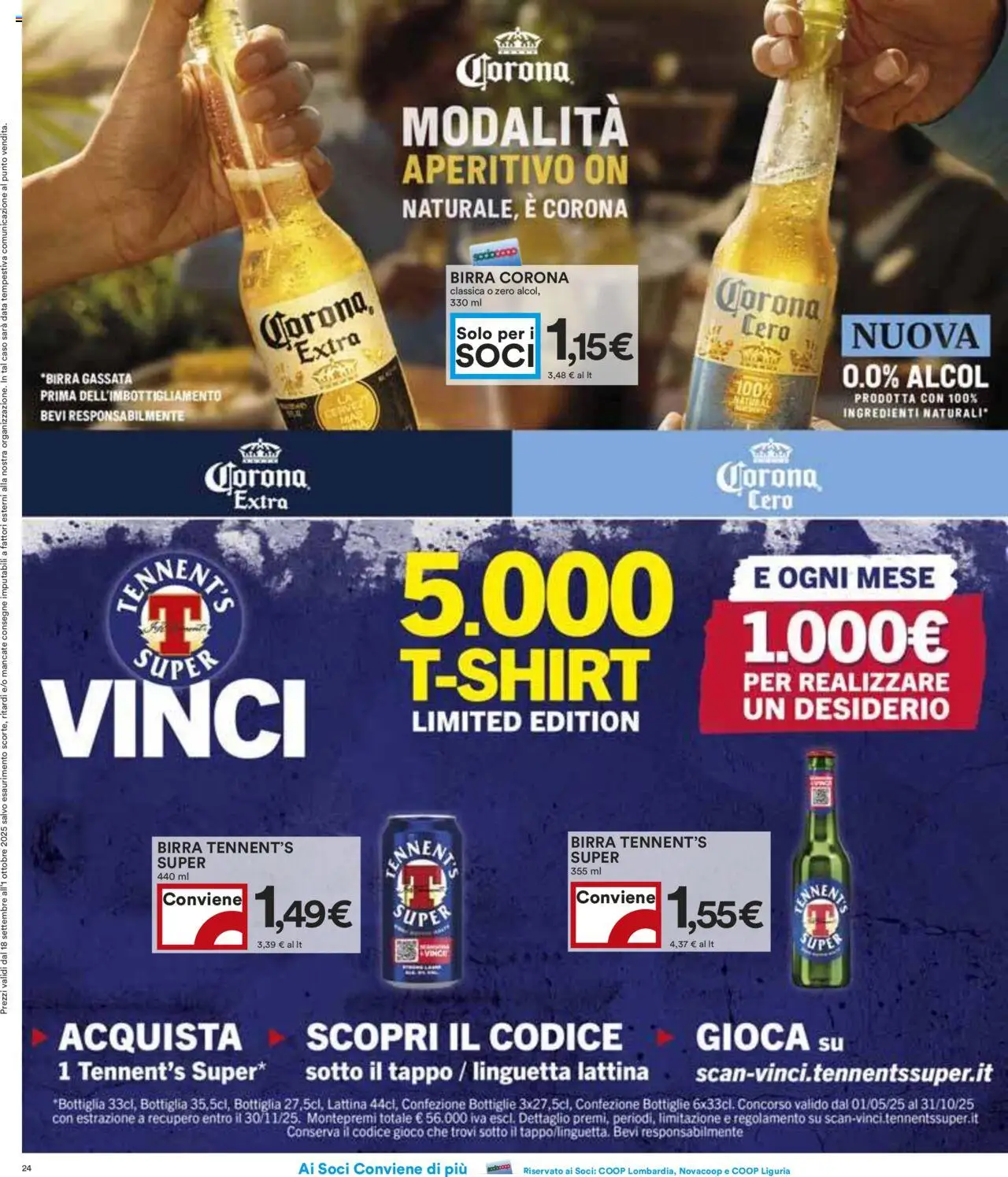 Volantino COOP del 18.09.2025 | Pagina: 24 | Prodotti: Tennent's, Gioco, Bottiglia, Aperitivo
