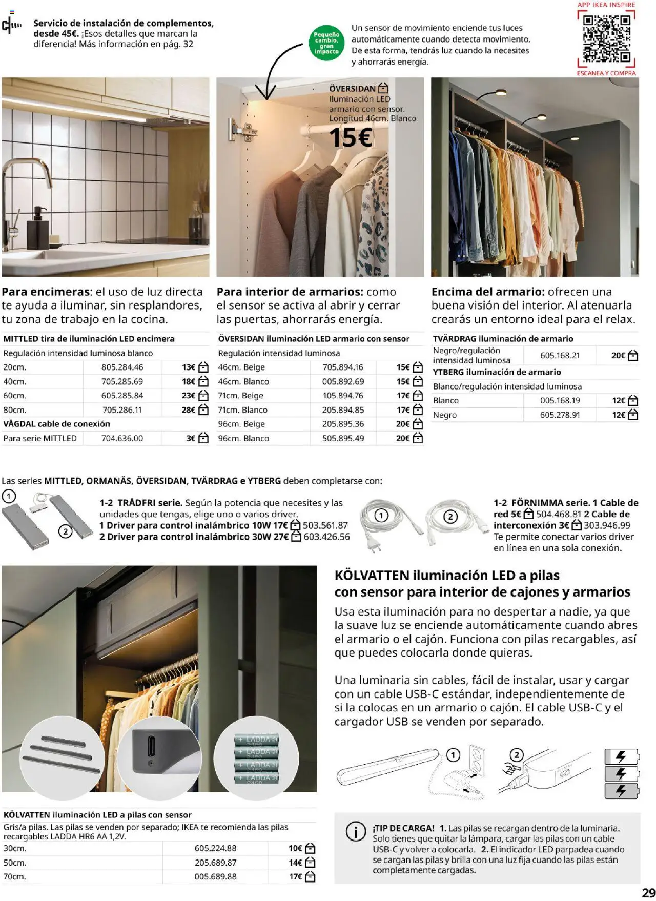 Catálogo IKEA Iluminación │ válido desde el 06.02.2025 | Página: 29 | Productos: Té, Iluminación de armario, Cable, USB