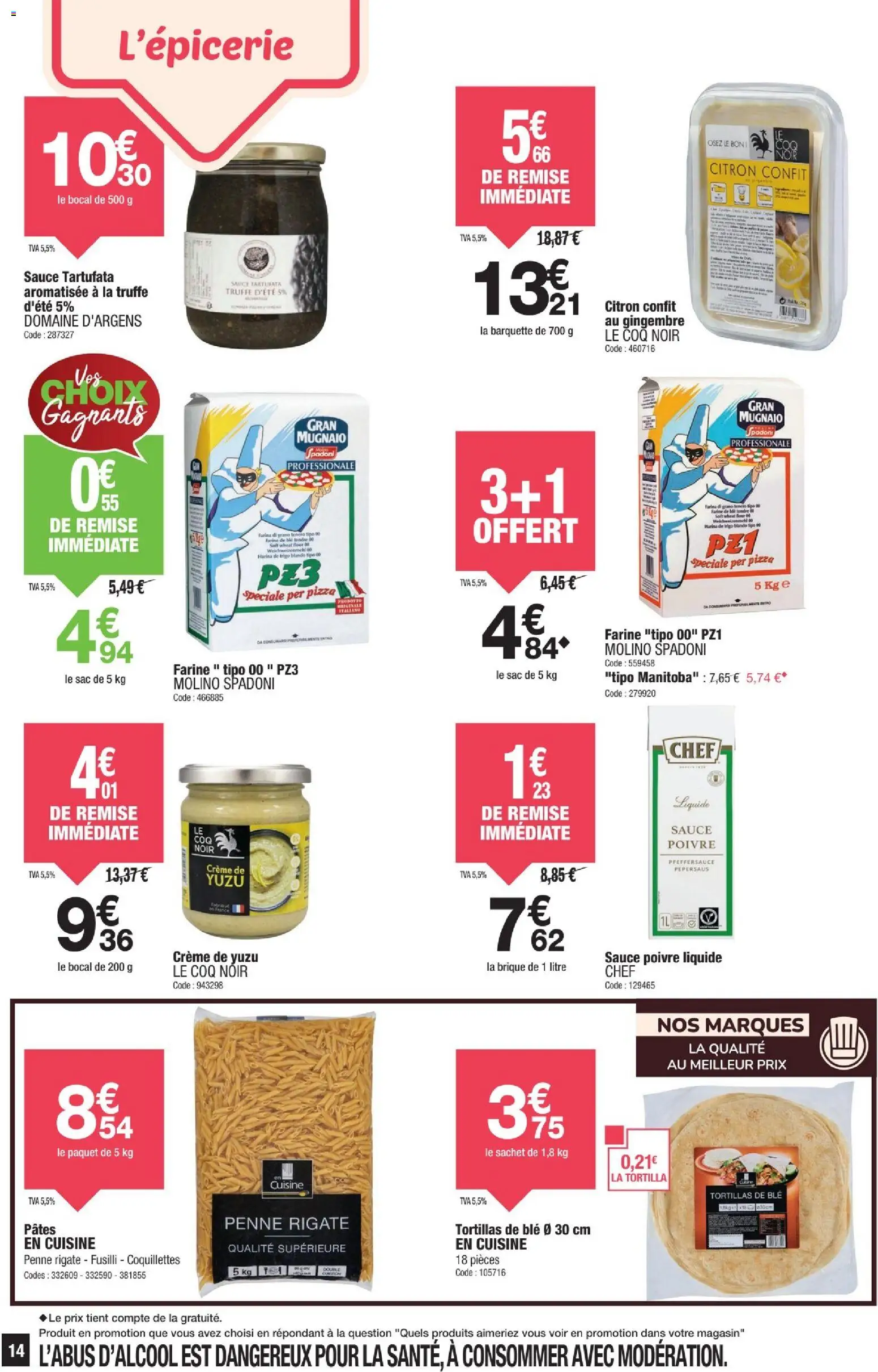 {H1} | Page: 14 | Produits: Farine de ble, Poivre, Tortillas, Pâtes
