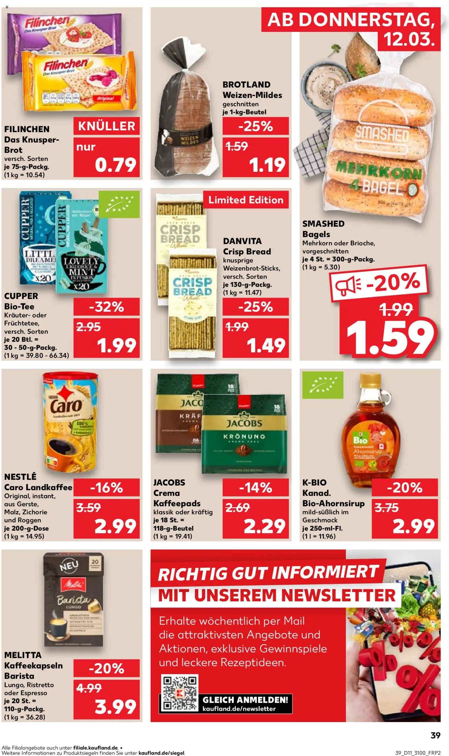 Kaufland Prospekt Leipzig	 – gültig ab 12.03.2026 | Seite: 39 | Produkte: Melitta, Kaffeepads, Brot