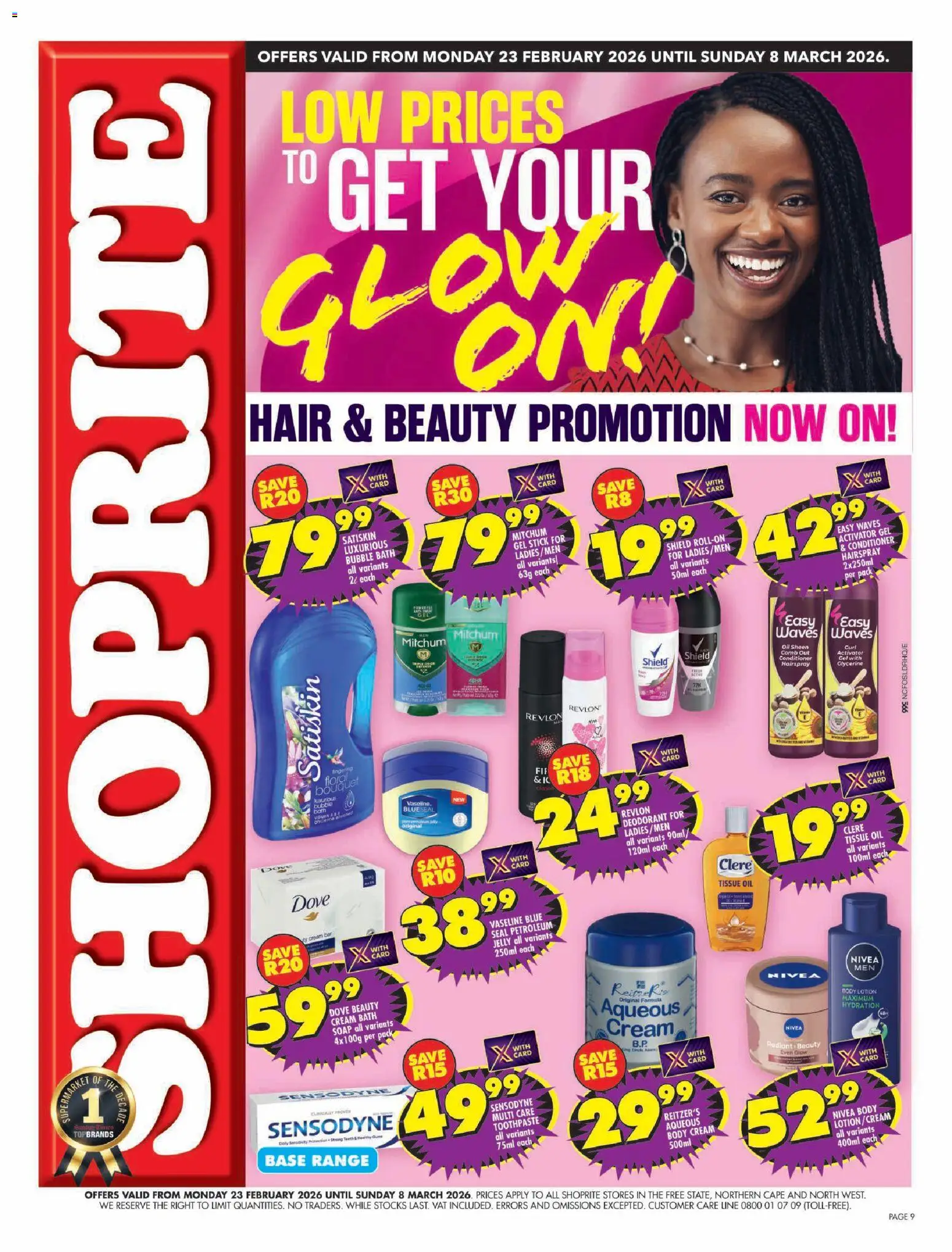 New Shoprite catalogue – valid from 23.02.2026 | Page: 1 | Products: Tissue oil, Bath, Conditioner, Body cream
