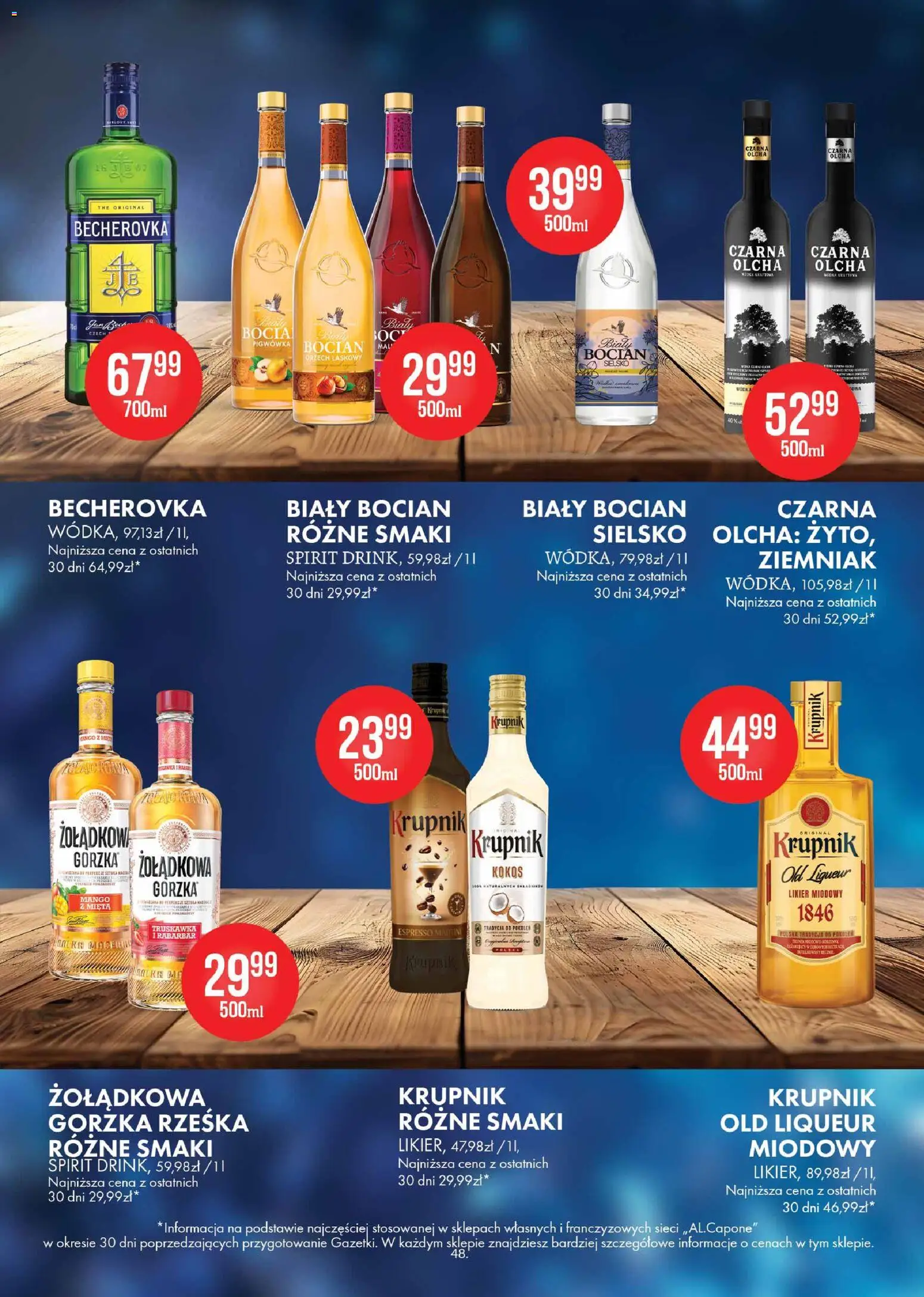 Al.Capone Gazetka od 13.11.2025 | Strona: 48 | Produkty: Mango, Mięta, Becherovka, Wódka