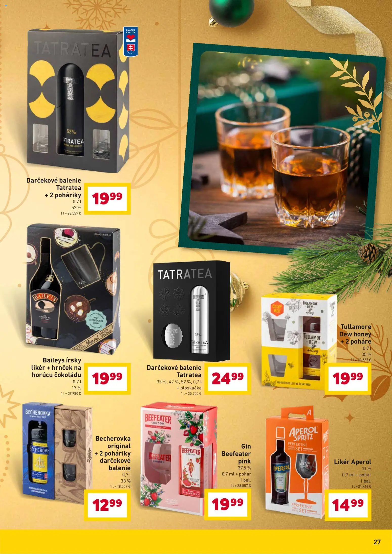Nové Billa akcie – leták je platný od 12.12.2025 | Strana: 27 | Produkty: Becherovka, Beefeater, Med, Baileys