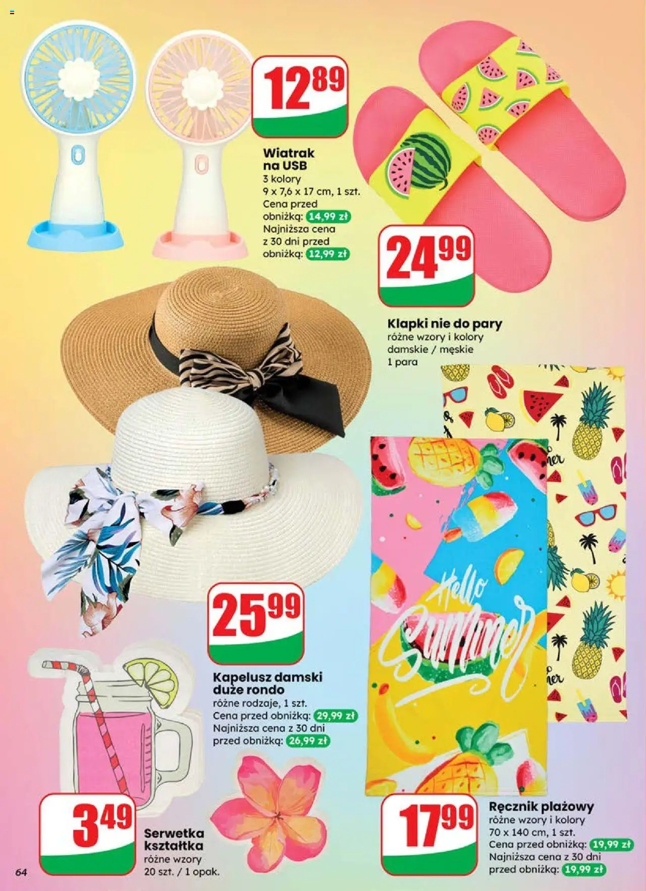 Dino Gazetka od 18.06.2025 | Strona: 64 | Produkty: Klapki, Kapelusz, USB