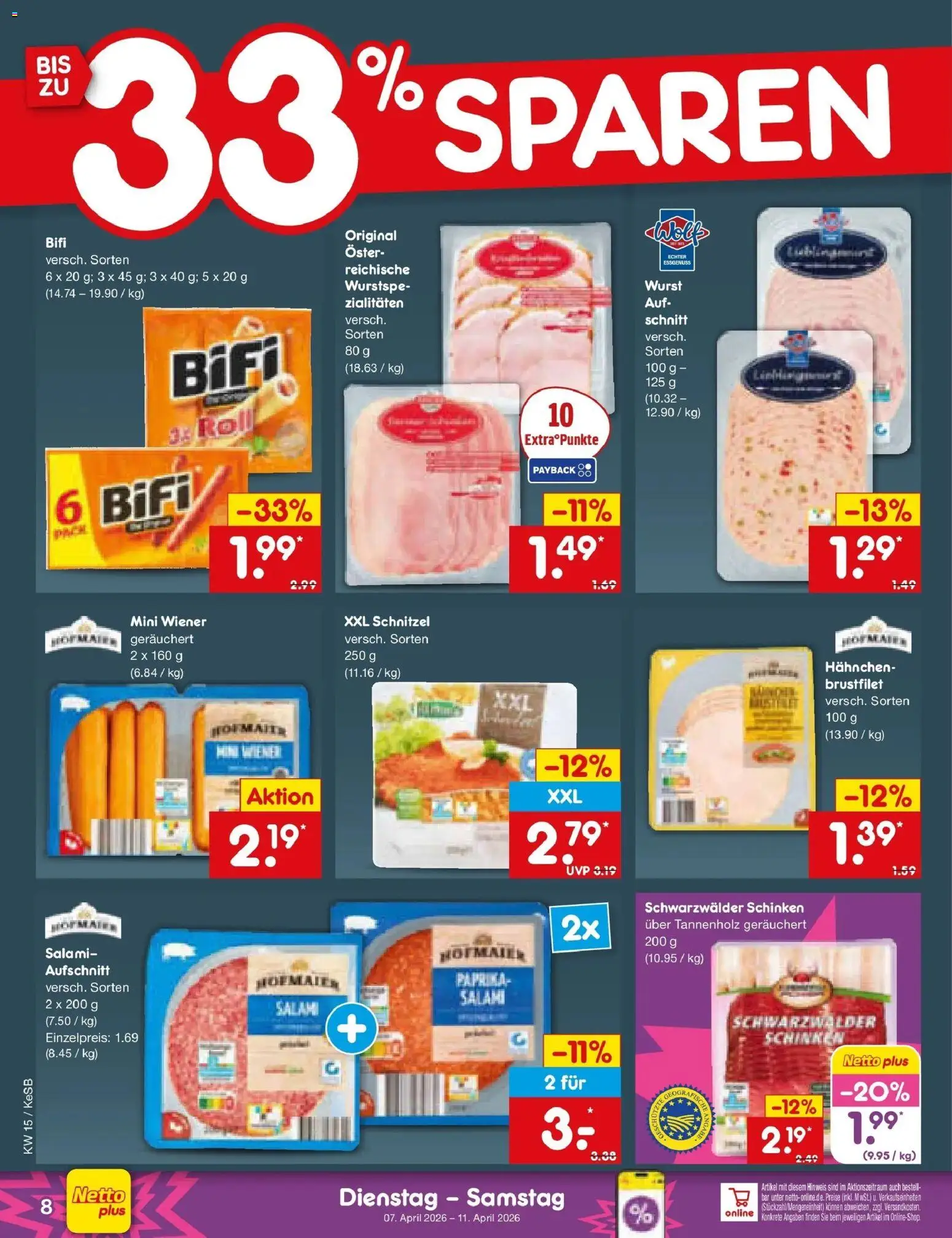 Netto Marken-Discount Prospekt Bonn	 – gültig ab 05.04.2026 | Seite: 10 | Produkte: Hahnchen, Schnitzel, Salami, Schinken