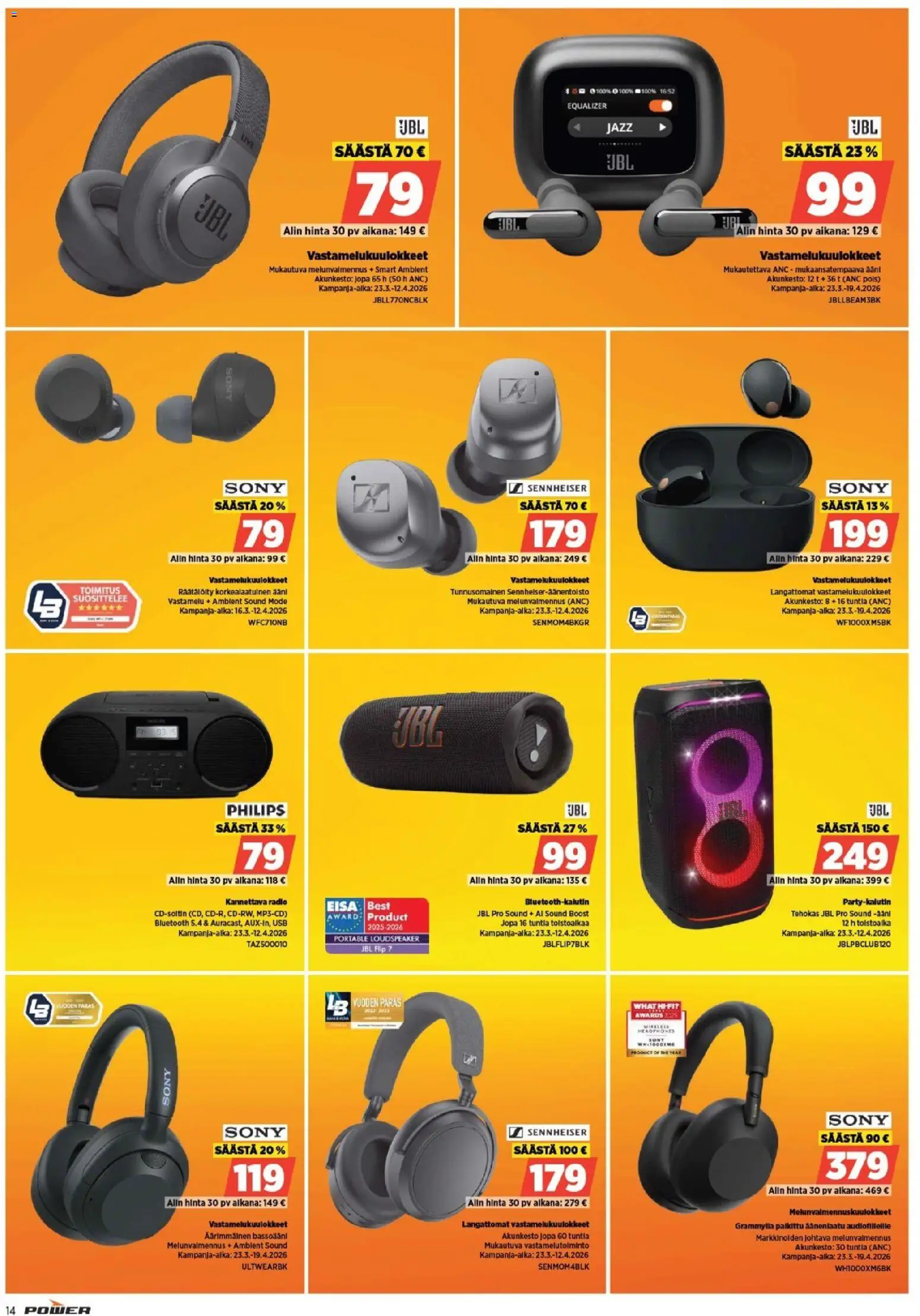 Power tarjoukset – voimassa 21.04.2026 alkaen | Sivu: 14 | Tuotteet: USB, Vastamelukuulokkeet, Radio