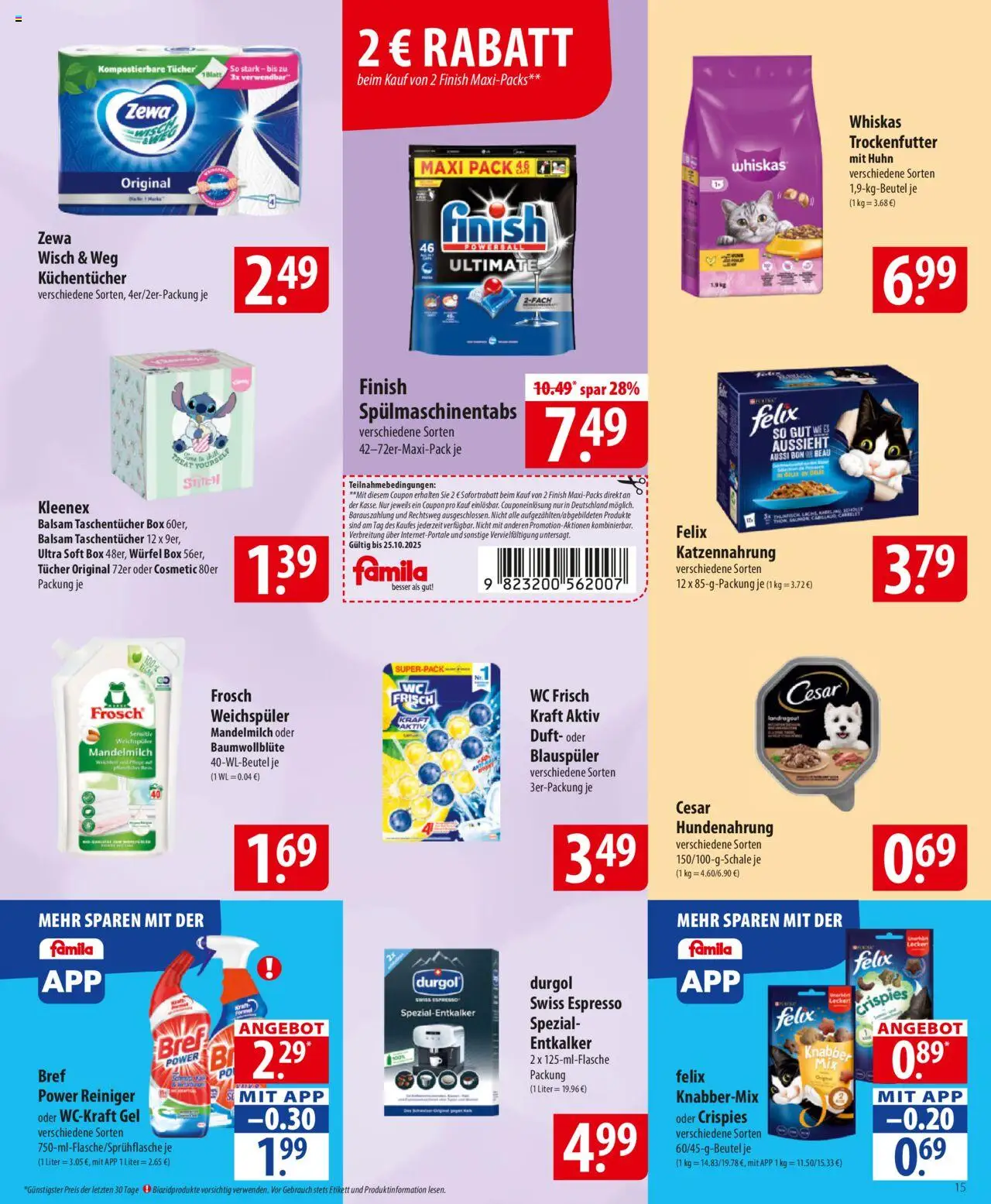 Famila Prospekt 	 – gültig ab 20.10.2025 | Seite: 15 | Produkte: Thunfisch, Duft, Zewa, Spülmaschinentabs