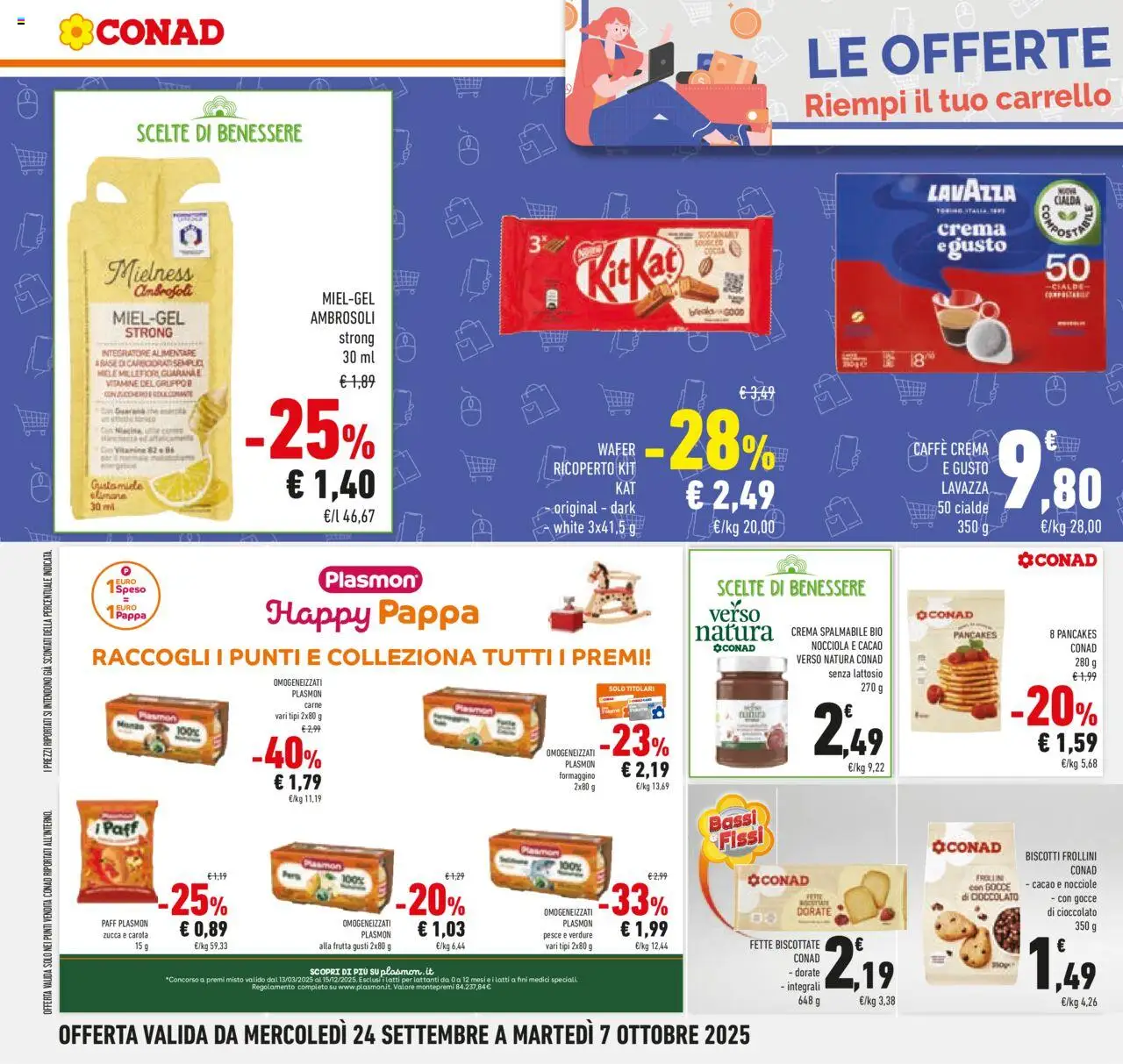 Volantino Conad del 24.09.2025 | Pagina: 34 | Prodotti: Cioccolato, Lavazza, Miele, Frollini