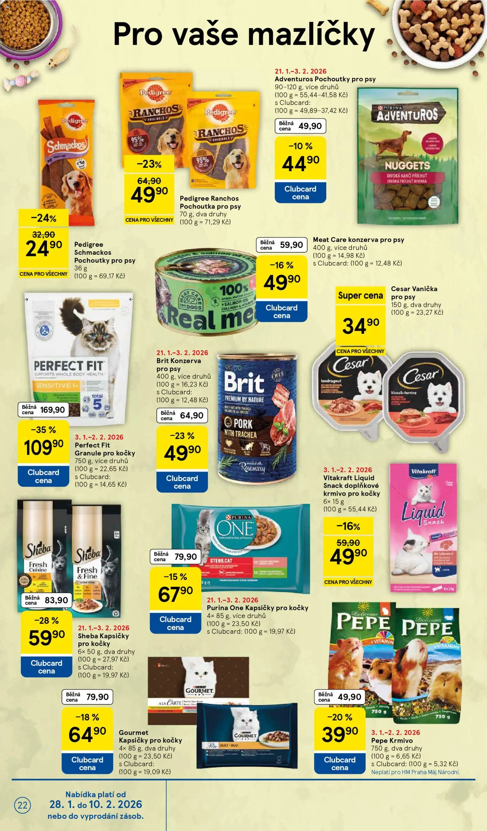 Tesco leták - Hypermarket od 28.01.2026 | Strana: 22 | Produkty: Gourmet, Purina, Kapsičky pro kočky, Pedigree