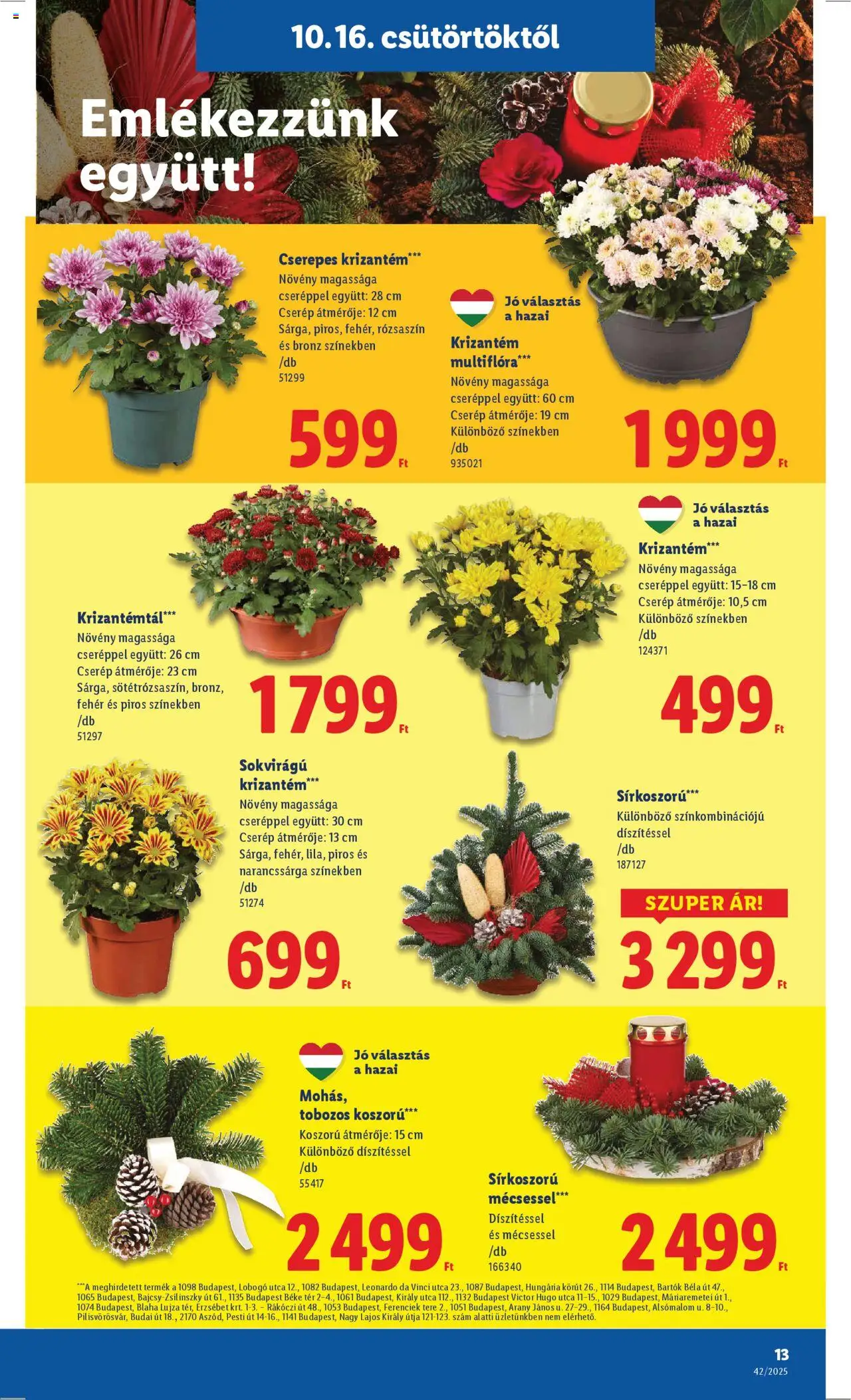 Lidl akciós ujság - amely érvényes a következő dátumtól: 16.10.2025 | Oldal: 13 | Termékek: Koszorú