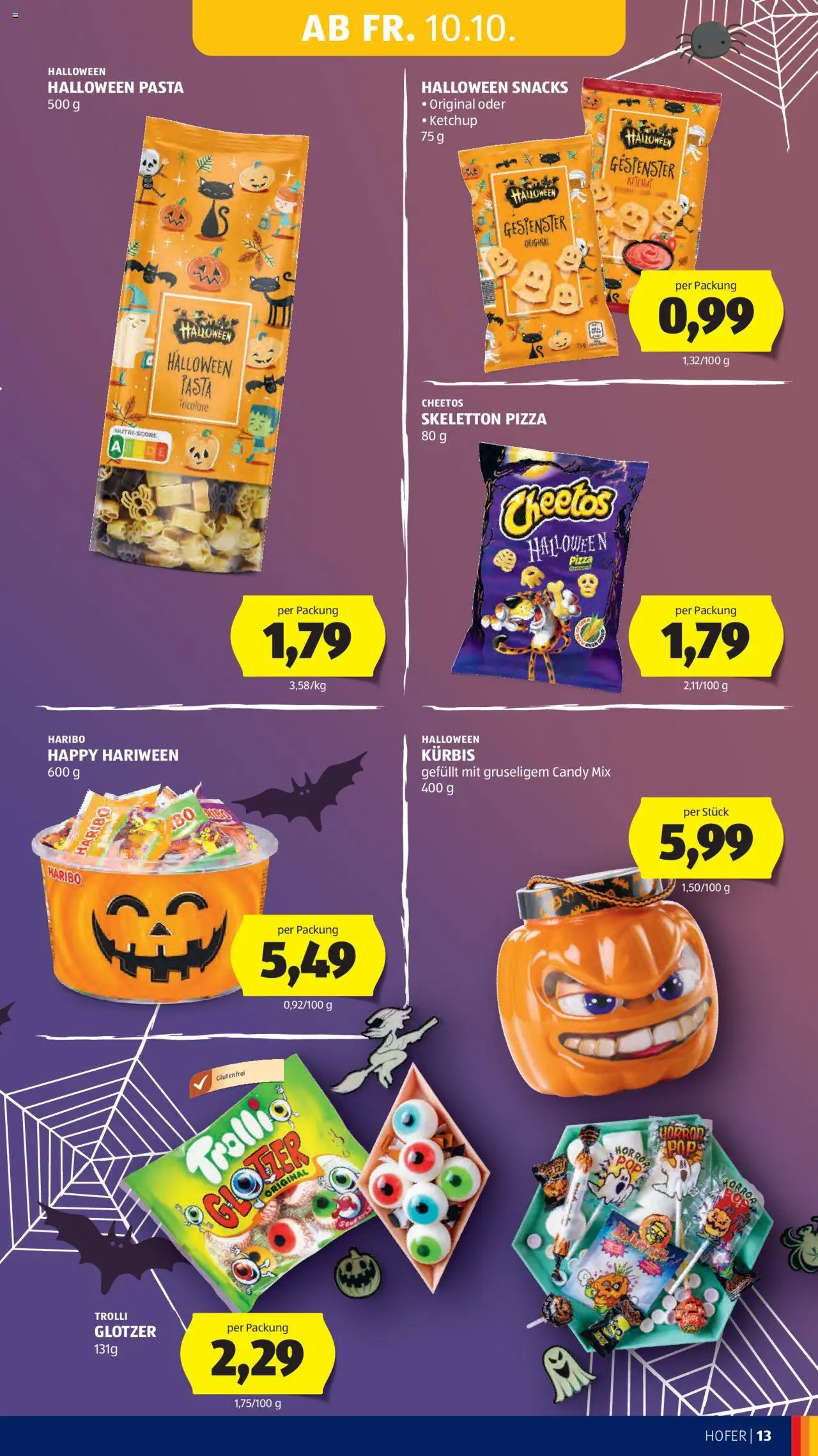 Hofer Flugblatt gültig ab 10.10.2025 | Seite: 15 | Produkte: Pasta, Ketchup, Kürbis, Pizza