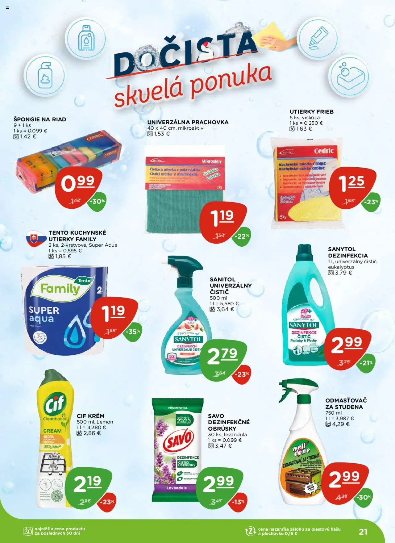 Nové Terno akcie – leták je platný od 16.10.2025 | Strana: 21 | Produkty: Sanytol, Savo, Krém, Cif