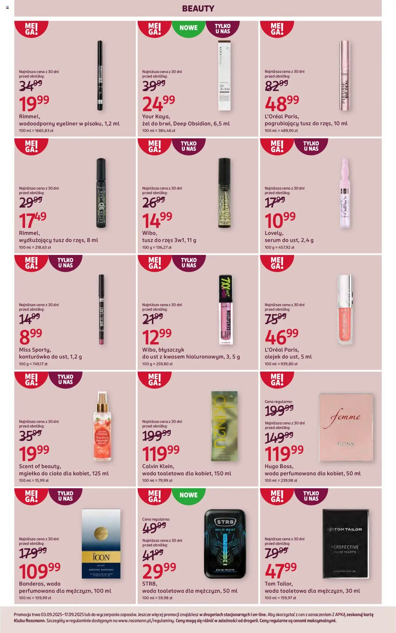 Rossmann Gazetka od 03.09.2025 | Strona: 10 | Produkty: Woda toaletowa, Tusz do rzęs, Eyeliner, Woda