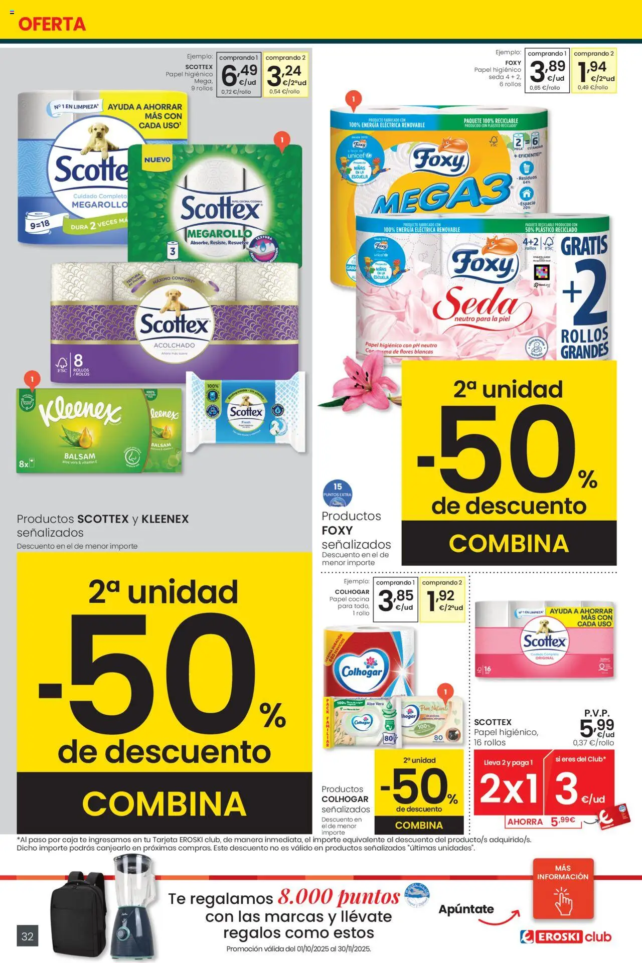 Eroski - Precio más bajo  │ válido desde el 16.10.2025 | Página: 32 | Productos: Papel higienico, Té, Cocina, Caja
