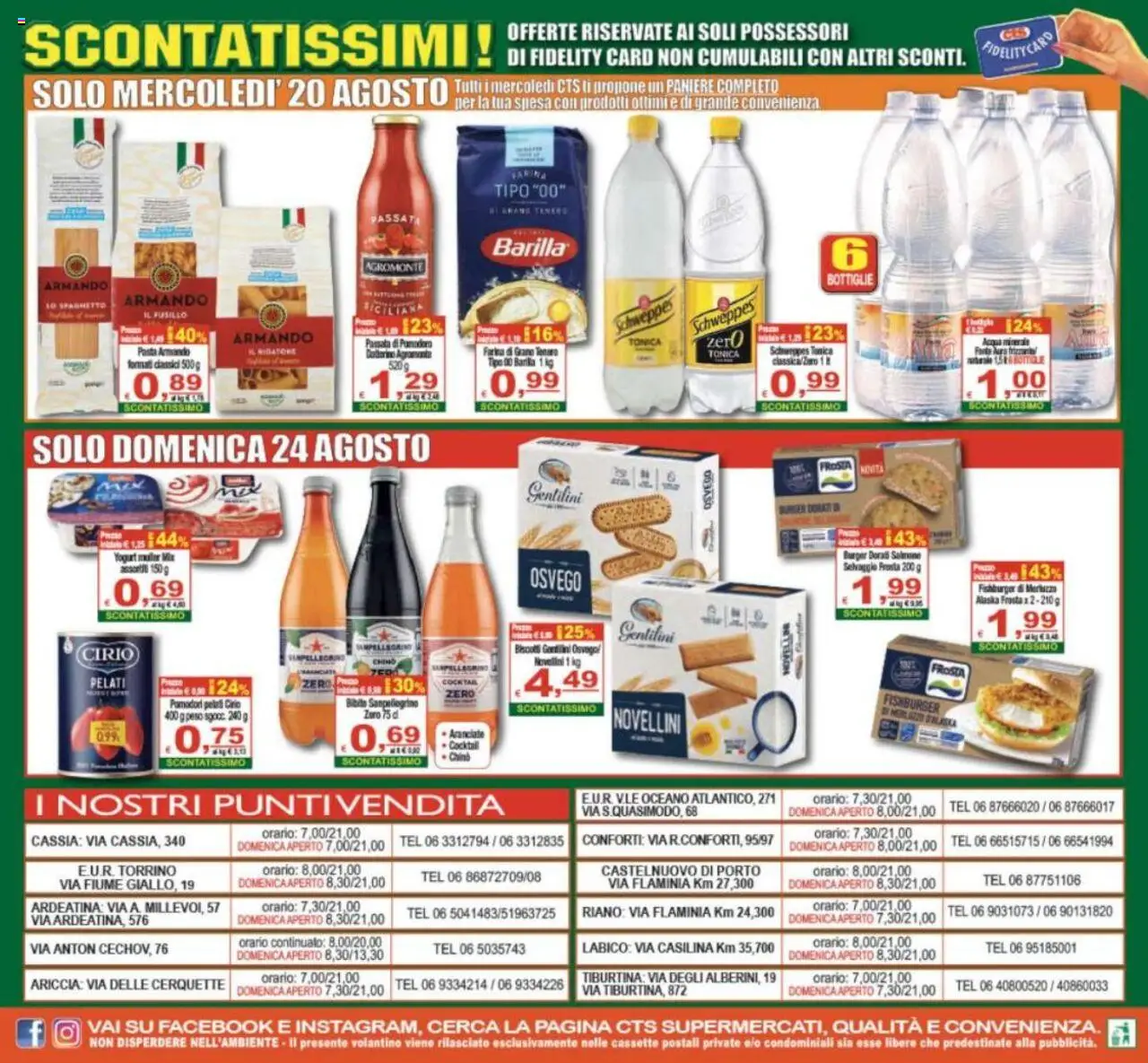 Volantino CTS del 19.08.2025 | Pagina: 24 | Prodotti: Merluzzo, Biscotti, Passata di pomodoro, Bibite
