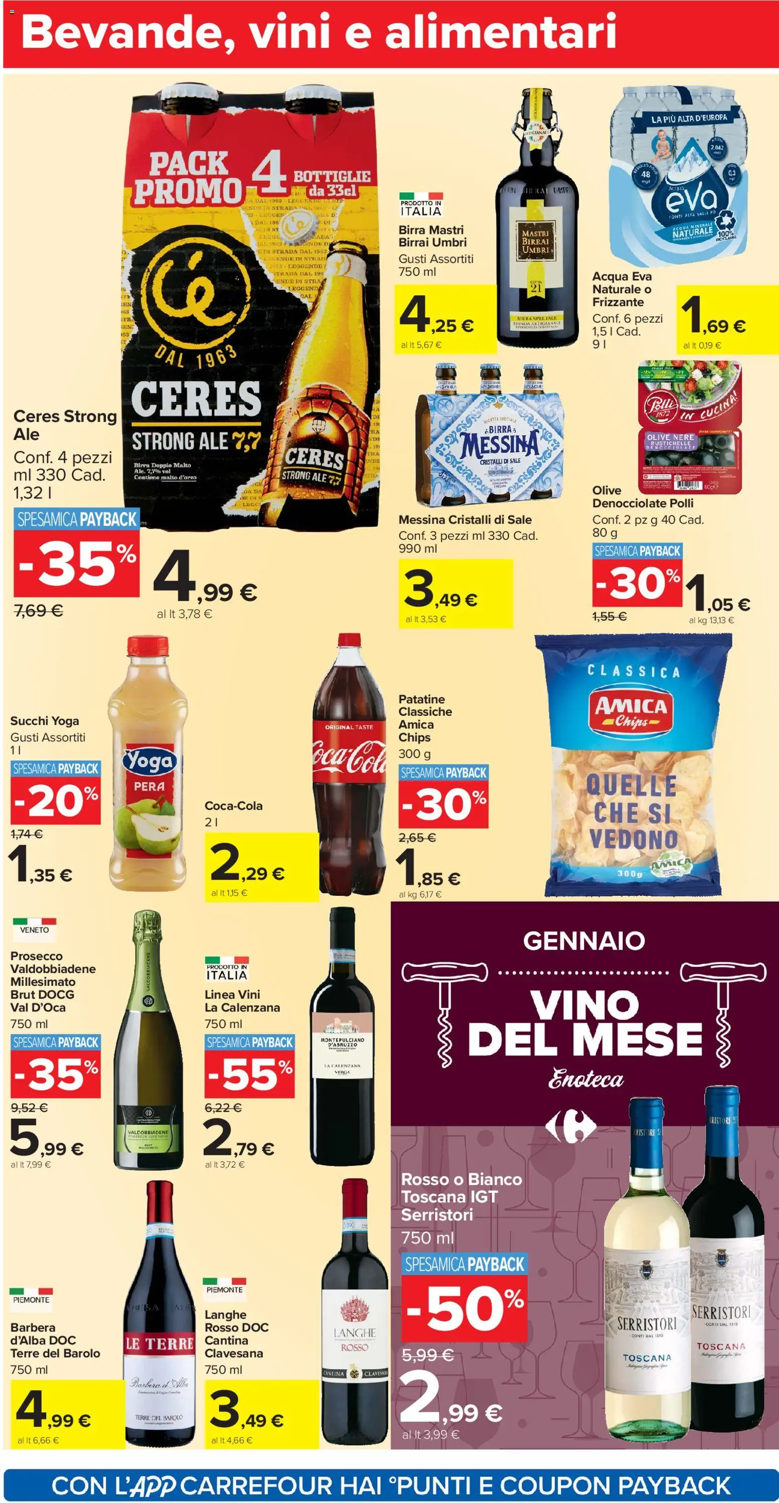Volantino Carrefour del 02.01.2026 | Pagina: 14 | Prodotti: Birra, Acqua, Olive, Ceres