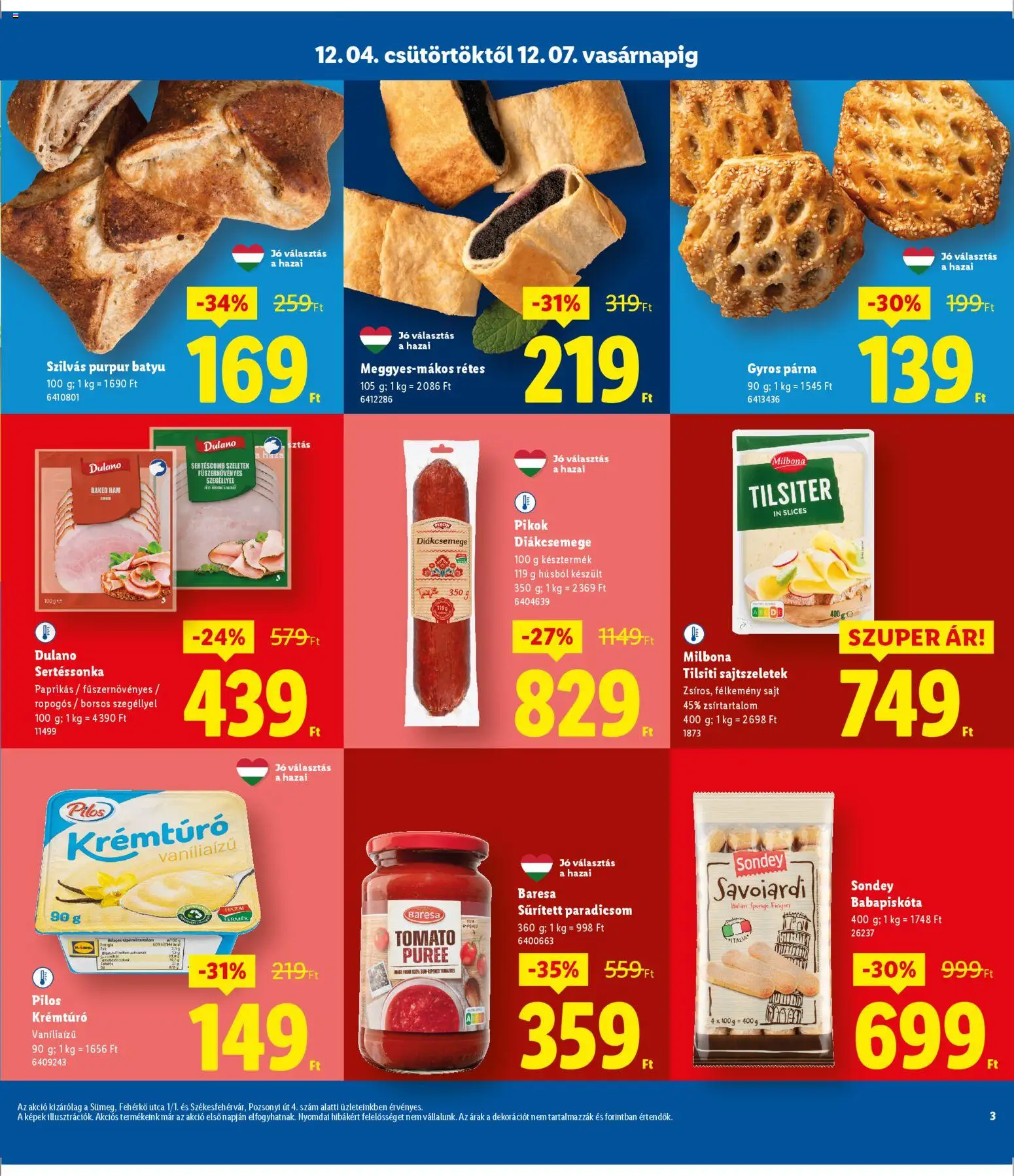 Lidl akciós ujság - amely érvényes a következő dátumtól: 04.12.2025 | Oldal: 3 | Termékek: Diákcsemege, Krémtúró, Sertéscomb, Babapiskóta