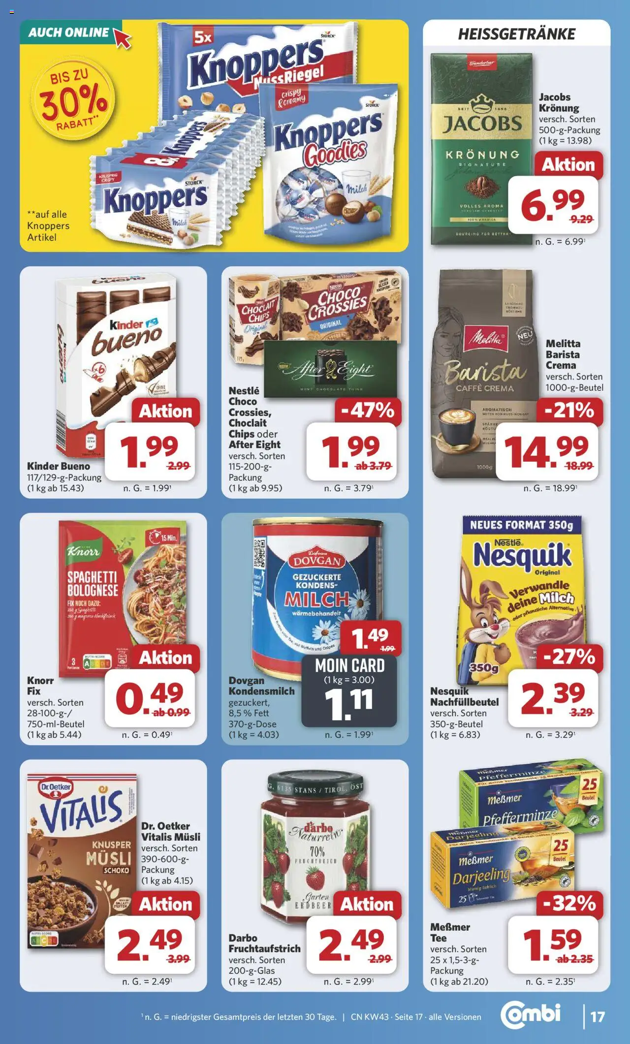 Combi Prospekt 	 – gültig ab 20.10.2025 | Seite: 22 | Produkte: Nesquik, Kinder bueno, Knorr, Hackfleisch