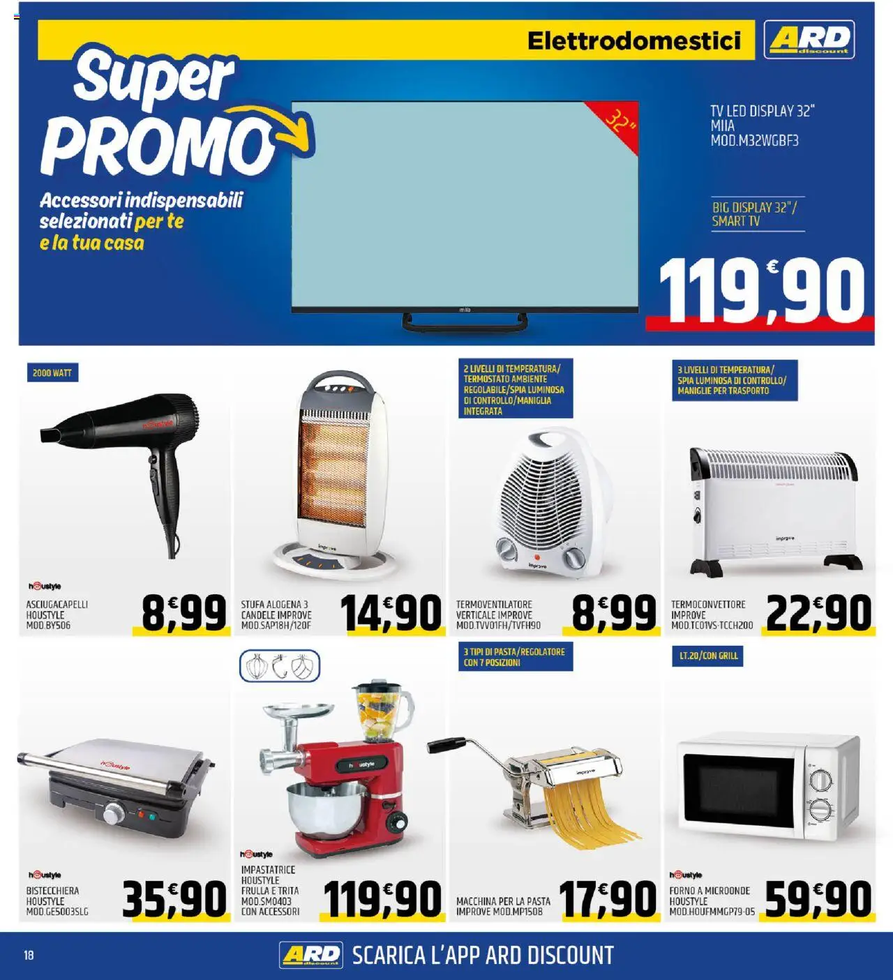 Volantino ARD Discount del 13.10.2025 | Pagina: 18 | Prodotti: Macchina per la pasta, Stufa, TV, Forno