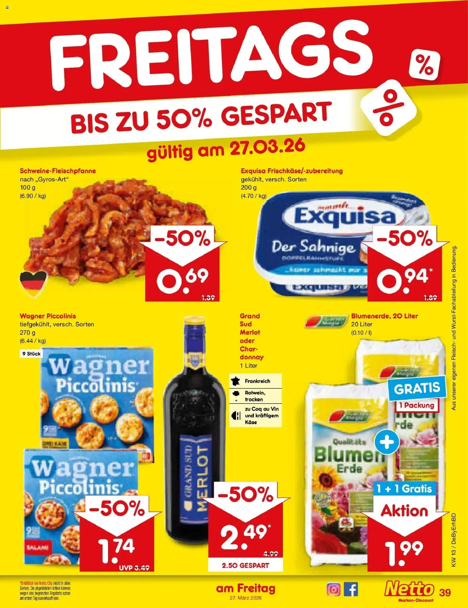 Netto Marken-Discount Prospekt Ergolding	 – gültig ab 23.03.2026 | Seite: 55 | Produkte: Merlot, Exquisa, Piccolinis, Fleisch