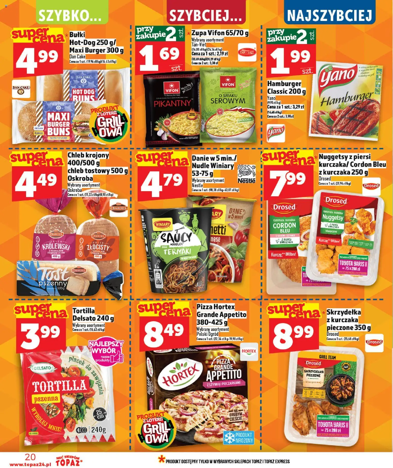 Topaz gazetka - MAZ od 30.04.2026 | Strona: 20 | Produkty: Hamburger, Chleb krojony, Vifon, Zupa