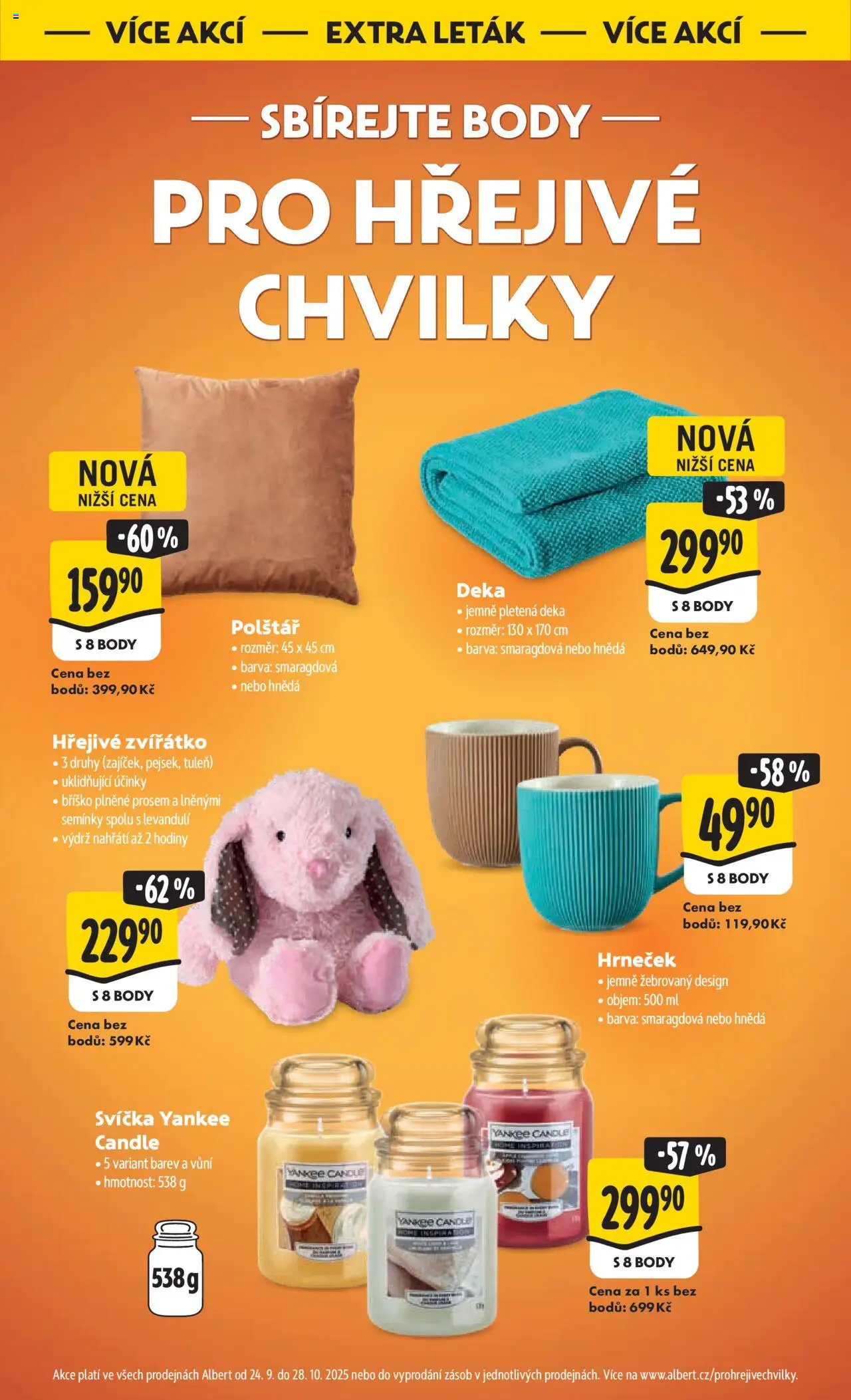 Albert leták - Hypermarket od 22.10.2025 | Strana: 54 | Produkty: Deka, Svíčka, Polštář, Body