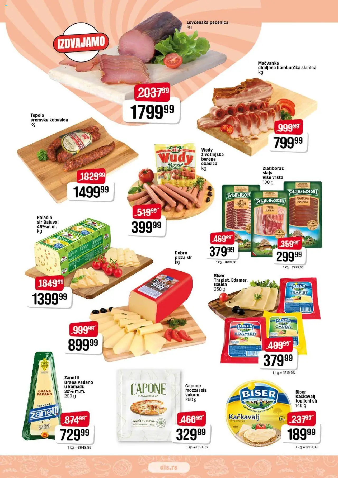 DIS katalog - važi od 14.08.2025 | Strana: 3 | Proizvode: Edamer, Slanina, Topljeni sir, Hamburska slanina