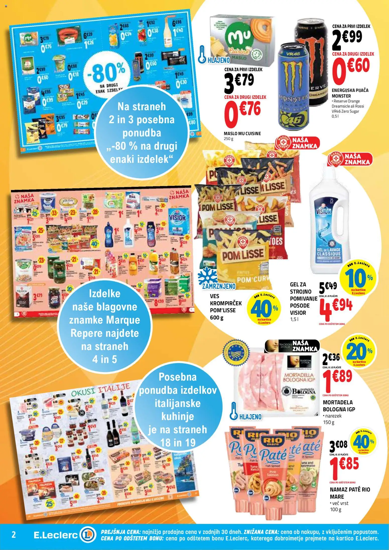 Novi E.leclerc katalog ponudbe – veljaven od 29.04.2026 | Stran: 2 | Izdelki: Mortadela, Narezek, Namaz, Maslo