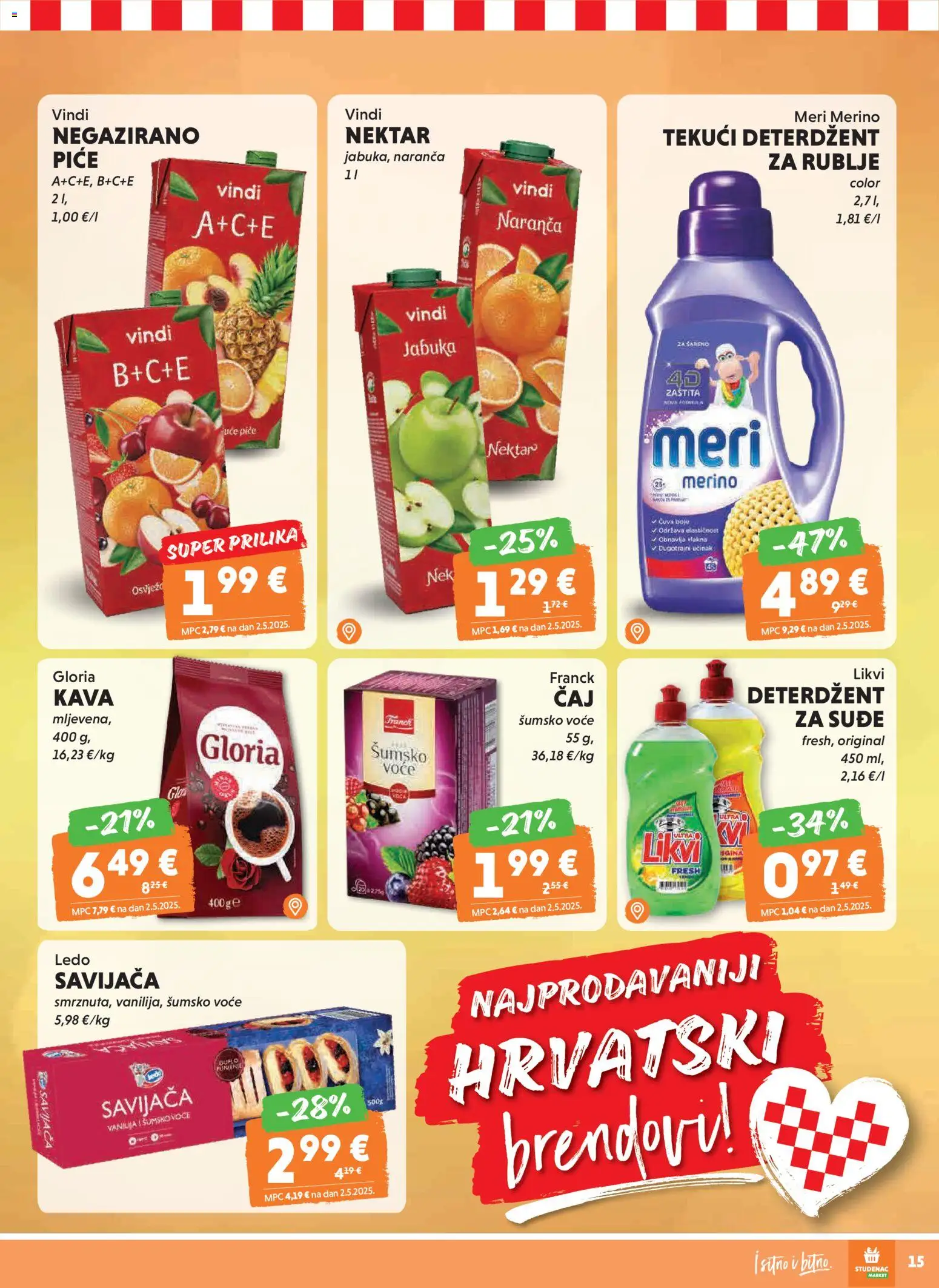 Studenac katalog | vrijedi od 28.01.2026 | Stranica: 15 | Proizvodi: Kava, Deterdžent, Ledo, Meri Merino