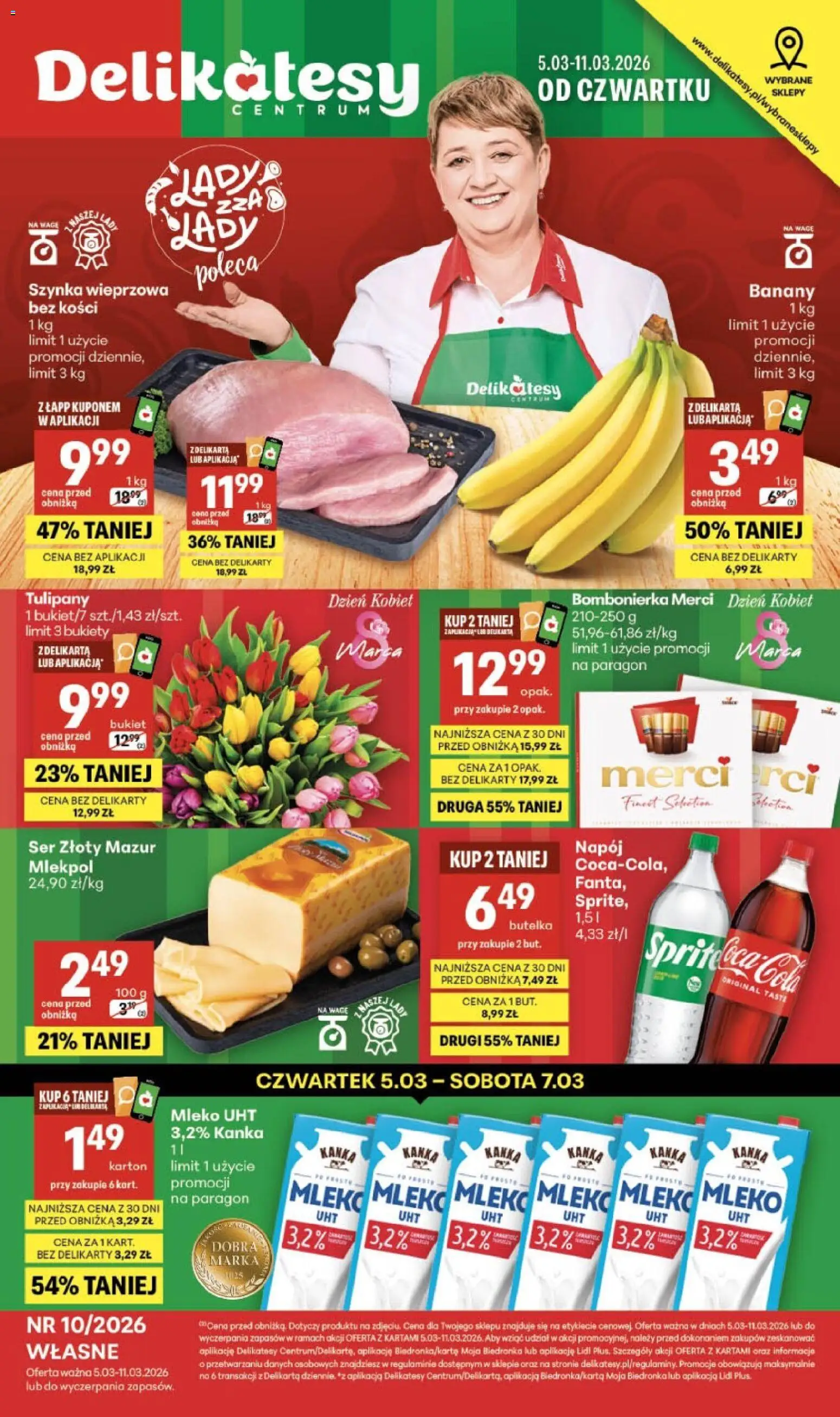 Delikatesy Centrum gazetka - Sklepy Własne od 05.03.2026 | Strona: 1 | Produkty: Bombonierka, Delikatesy, Mleko, Tulipany